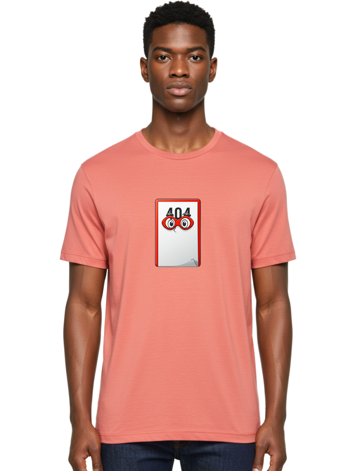 404-Error-Page-1 Men'S Graphic Tee, 100% Cotton, Comfortable Casual Summer Wear, Machine Washable, Error Page Not Found, 404 Error, Web Page Error, Page Not Found, Cartoon Illustration, Red Glasses, Website Error, Web Development Baa088