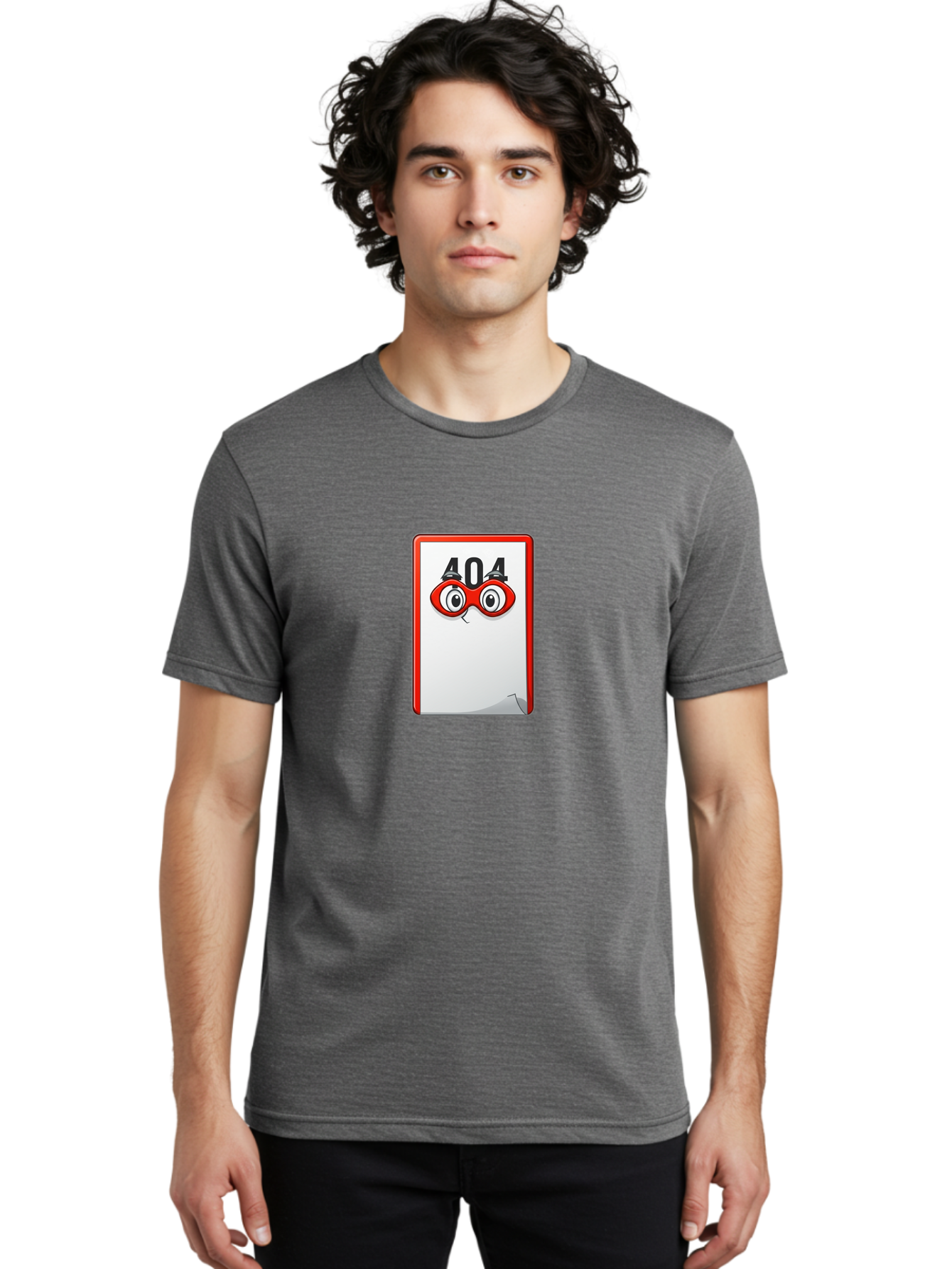 404-Error-Page-1 Men'S Graphic Tee, 100% Cotton, Comfortable Casual Summer Wear, Machine Washable, Error Page Not Found, 404 Error, Web Page Error, Page Not Found, Cartoon Illustration, Red Glasses, Website Error, Web Development Baa088
