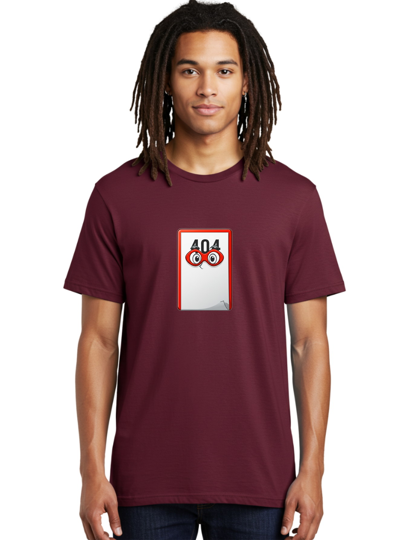 404-Error-Page-1 Men'S Graphic Tee, 100% Cotton, Comfortable Casual Summer Wear, Machine Washable, Error Page Not Found, 404 Error, Web Page Error, Page Not Found, Cartoon Illustration, Red Glasses, Website Error, Web Development Baa088