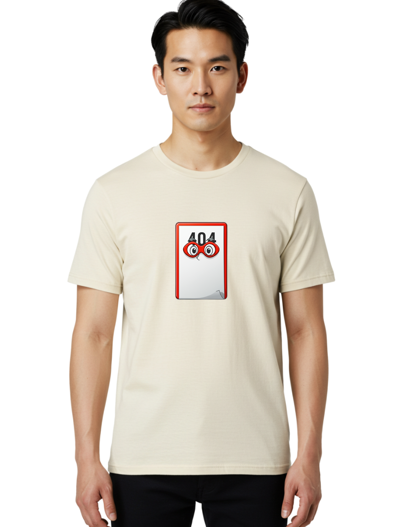 404-Error-Page-1 Men'S Graphic Tee, 100% Cotton, Comfortable Casual Summer Wear, Machine Washable, Error Page Not Found, 404 Error, Web Page Error, Page Not Found, Cartoon Illustration, Red Glasses, Website Error, Web Development Baa088