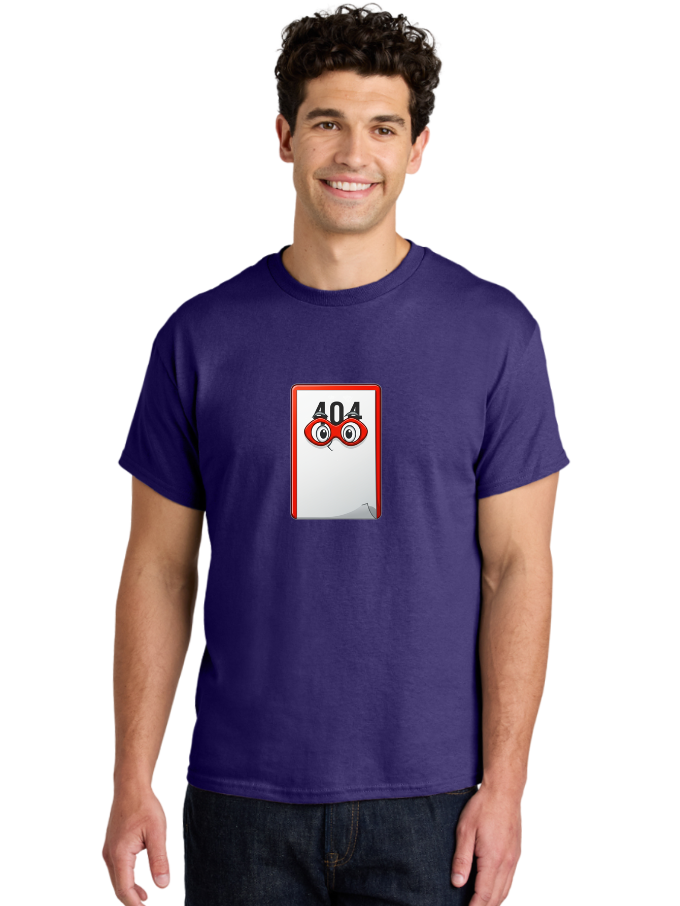 404-Error-Page-1 Men'S Graphic Tee, 100% Cotton, Comfortable Casual Summer Wear, Machine Washable, Error Page Not Found, 404 Error, Web Page Error, Page Not Found, Cartoon Illustration, Red Glasses, Website Error, Web Development Baa088