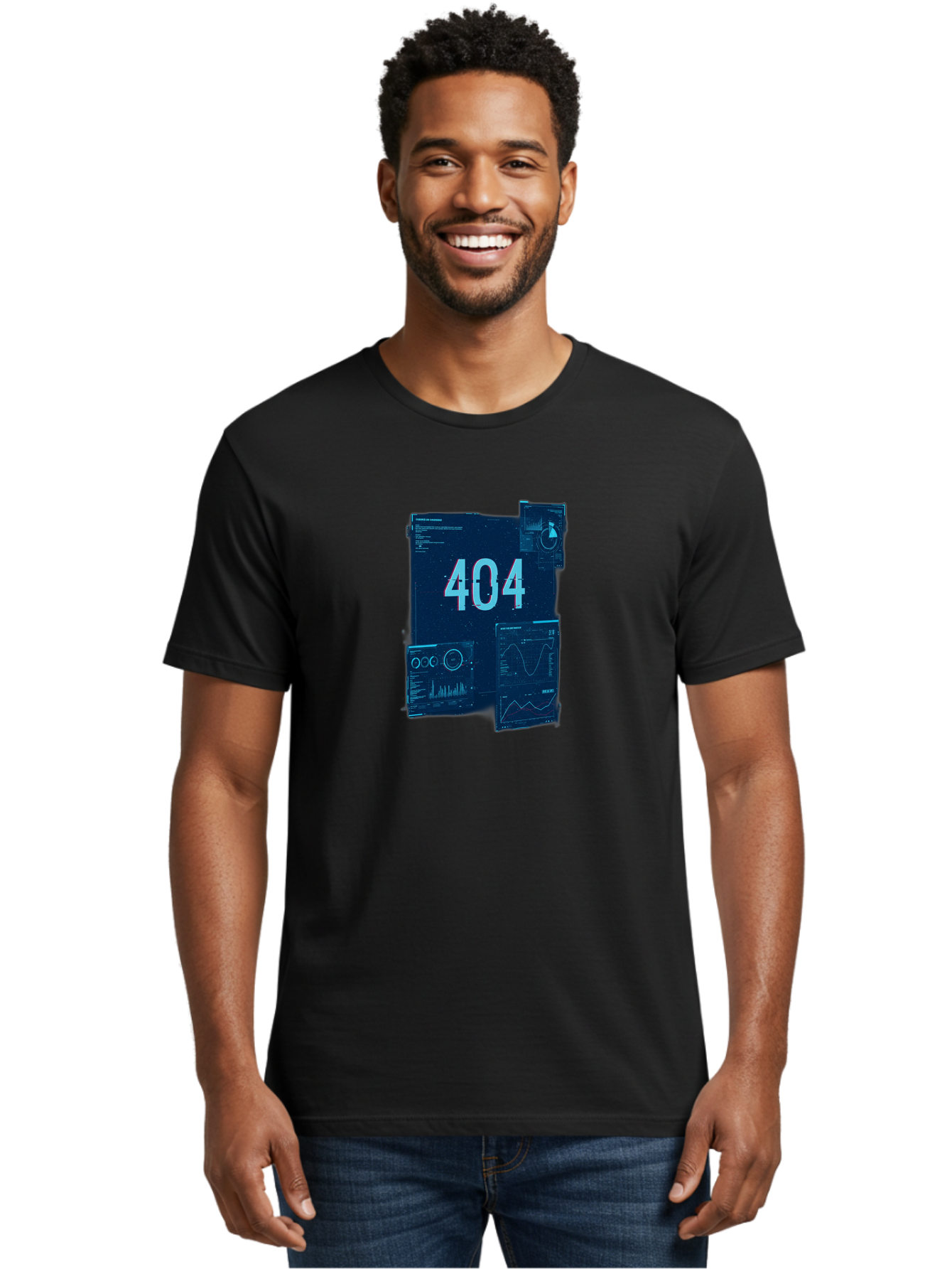 404-Error-Page Men'S Graphic Tee, 100% Cotton, Comfortable Casual Summer Wear, Machine Washable, 404 Error Page, Page Not Found, Digital Glitch, Cyberpunk Style, Futuristic Design, Error Message, Broken Link, Techno Aesthetic, Baa089