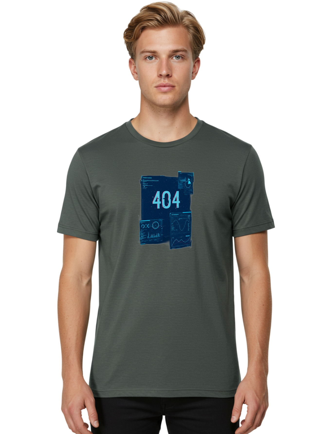404-Error-Page Men'S Graphic Tee, 100% Cotton, Comfortable Casual Summer Wear, Machine Washable, 404 Error Page, Page Not Found, Digital Glitch, Cyberpunk Style, Futuristic Design, Error Message, Broken Link, Techno Aesthetic, Baa089