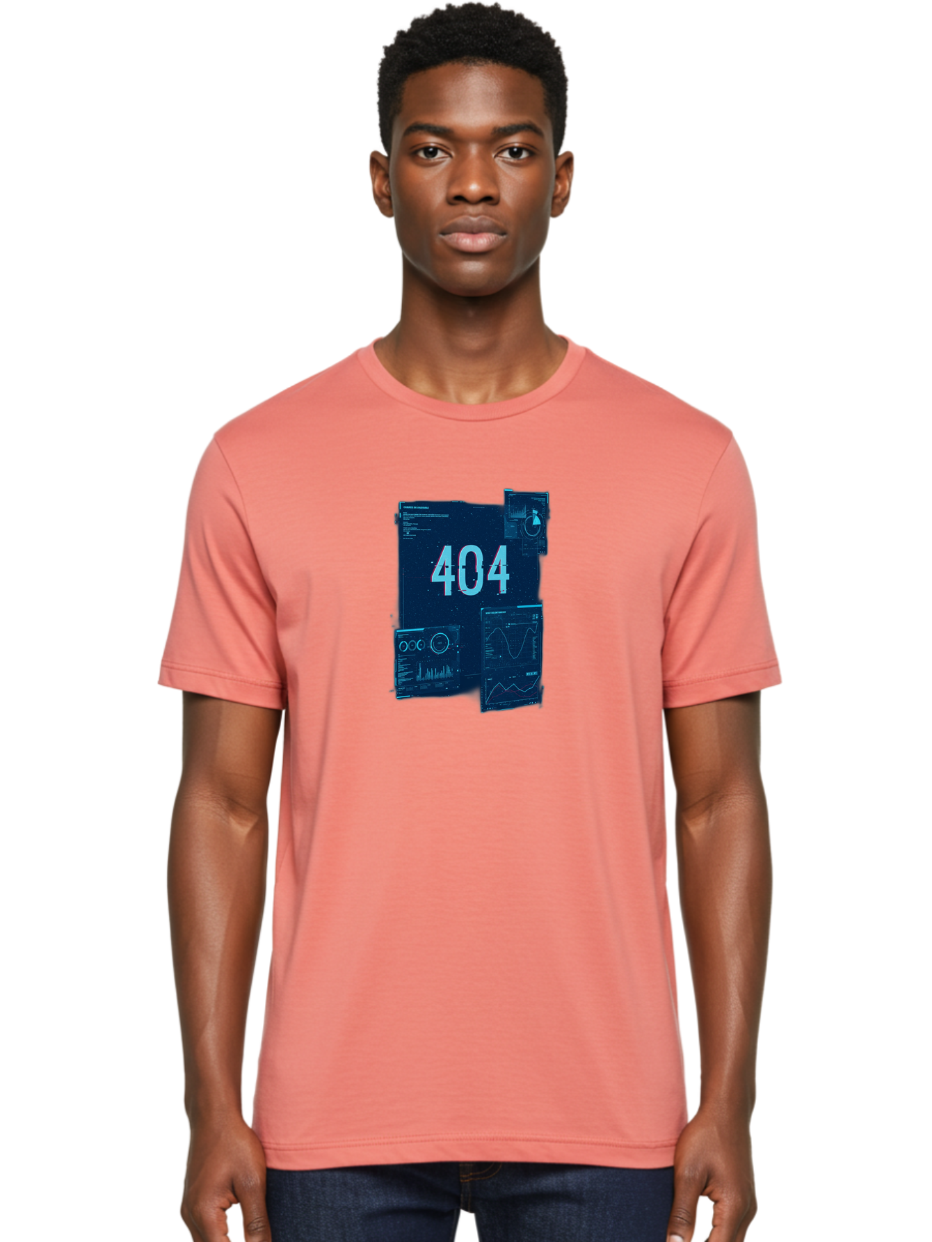 404-Error-Page Men'S Graphic Tee, 100% Cotton, Comfortable Casual Summer Wear, Machine Washable, 404 Error Page, Page Not Found, Digital Glitch, Cyberpunk Style, Futuristic Design, Error Message, Broken Link, Techno Aesthetic, Baa089