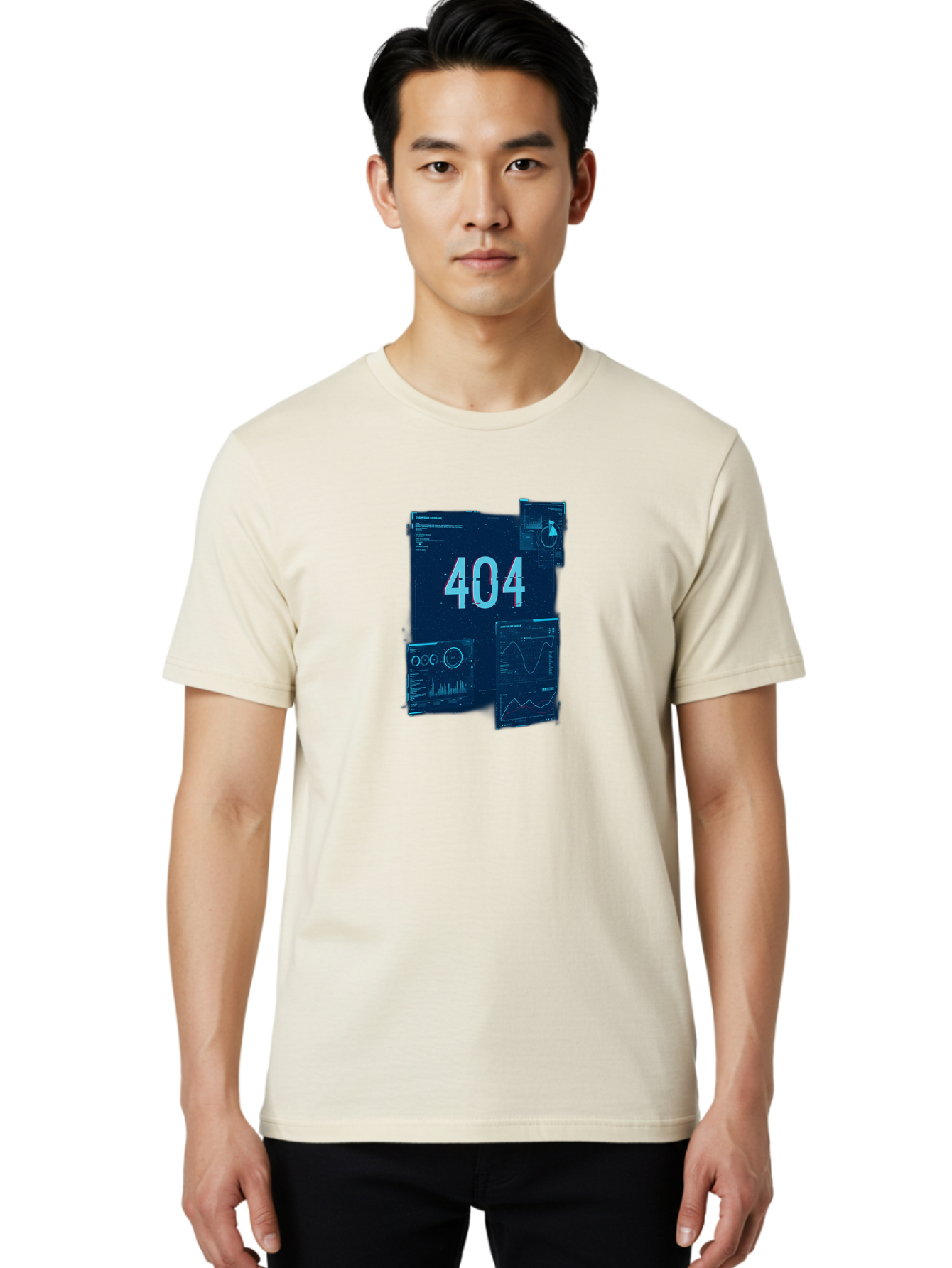 404-Error-Page Men'S Graphic Tee, 100% Cotton, Comfortable Casual Summer Wear, Machine Washable, 404 Error Page, Page Not Found, Digital Glitch, Cyberpunk Style, Futuristic Design, Error Message, Broken Link, Techno Aesthetic, Baa089