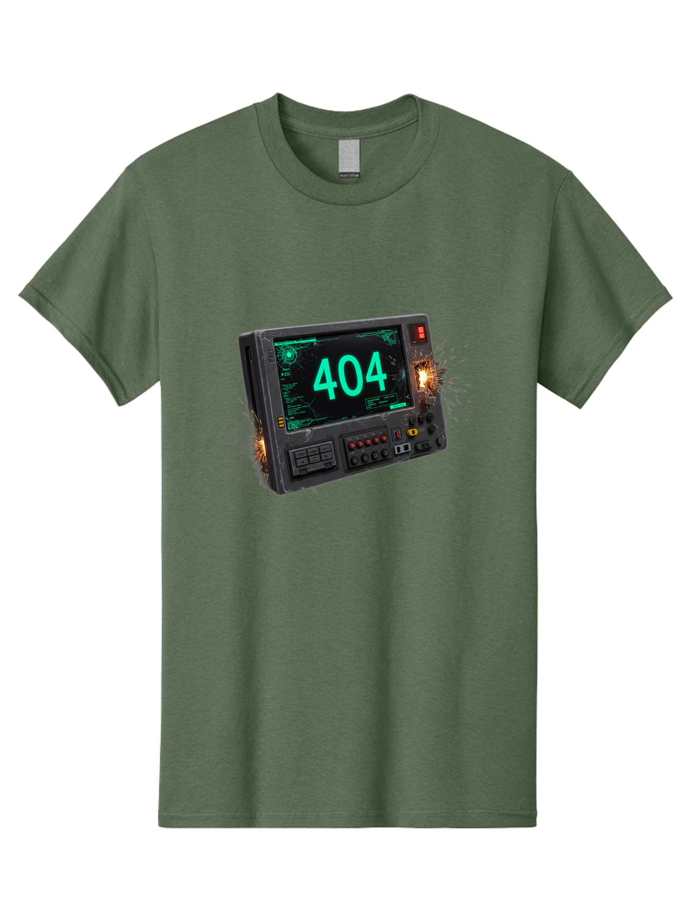 404-Error-Screen Men'S Graphic Tee, 100% Cotton, Comfortable Casual Summer Wear, Machine Washable, Error Message, 404, Computer Screen, Sparks Flying, Malfunctioning, Cyberpunk, Digital Glitches, Futuristic Technology, Error Code Baa091