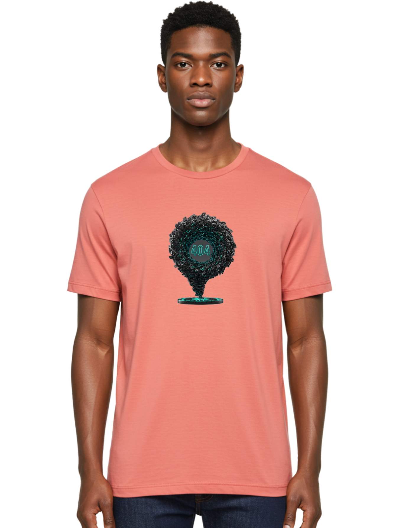404-Error-Tornado Men'S Graphic Tee, 100% Cotton, Comfortable Casual Summer Wear, Machine Washable, Error Page, 404 Not Found, Web Design, Glitch Art, Digital Chaos, Abstract Vortex, Futuristic, Website Error Message, Page Not Found Baa092