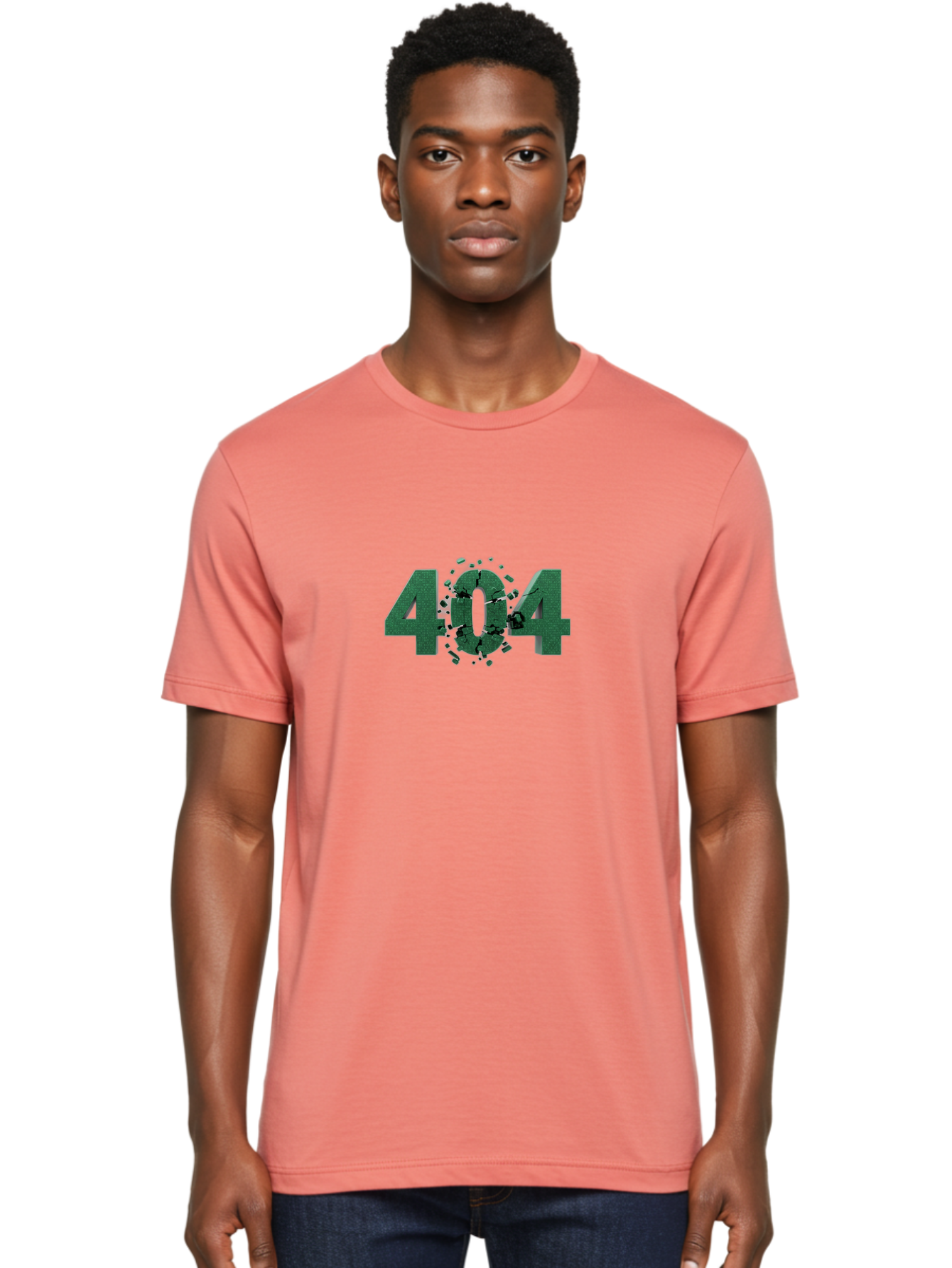404-Error Men'S Graphic Tee, 100% Cotton, Comfortable Casual Summer Wear, Machine Washable, 404 Error, Broken Link, Page Not Found, Crushed Numbers, Broken Text, Error Message, Website Glitch, Broken Webpage Baa093