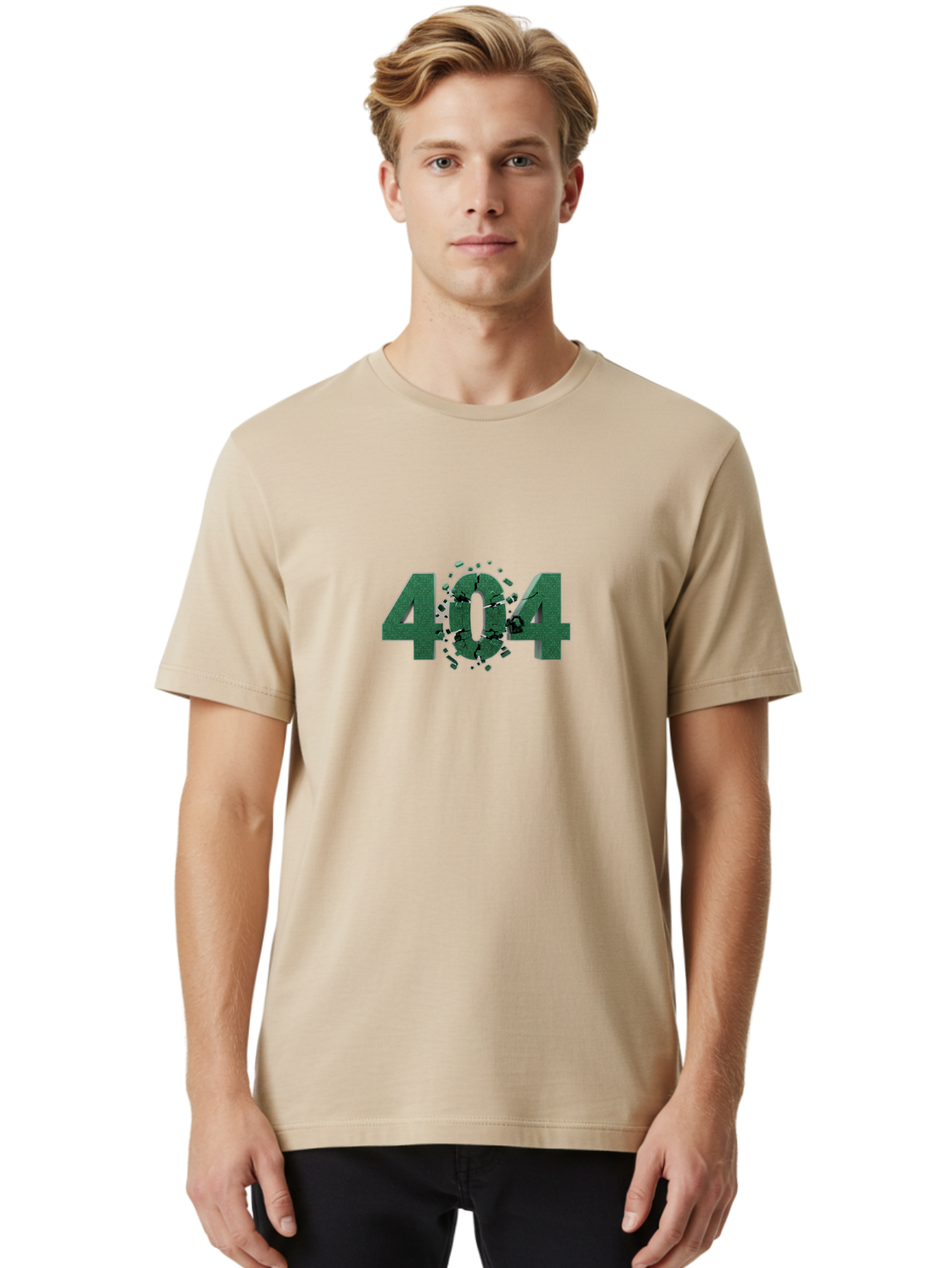 404-Error Men'S Graphic Tee, 100% Cotton, Comfortable Casual Summer Wear, Machine Washable, 404 Error, Broken Link, Page Not Found, Crushed Numbers, Broken Text, Error Message, Website Glitch, Broken Webpage Baa093