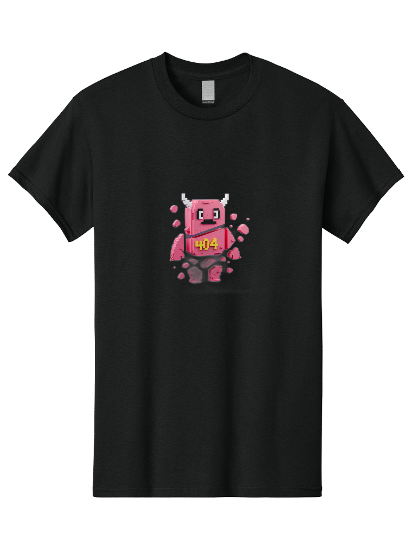 404-Minotaur Men'S Graphic Tee, 100% Cotton, Comfortable Casual Summer Wear, Machine Washable, Pixel Art, 404 Error, Broken Cube, Cute Monster, Glitchy Graphics, Retro Gaming, Digital Art, Funny Illustration, Error Message Baa097