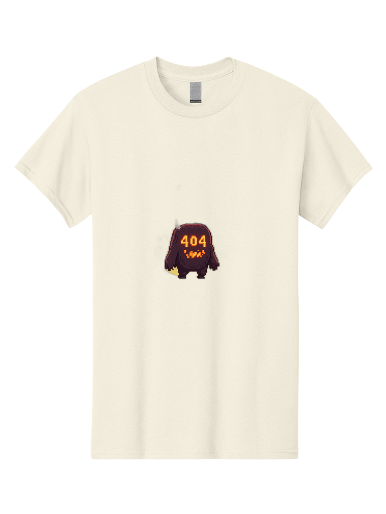 404-Monster-1 Men'S Graphic Tee, 100% Cotton, Comfortable Casual Summer Wear, Machine Washable, Pixel Art Monster, Error Message, 404 Error, Broken Link, Creepy Creature, Digital Art, Halloween Theme, Orange Glow, Dark Creature Baa098