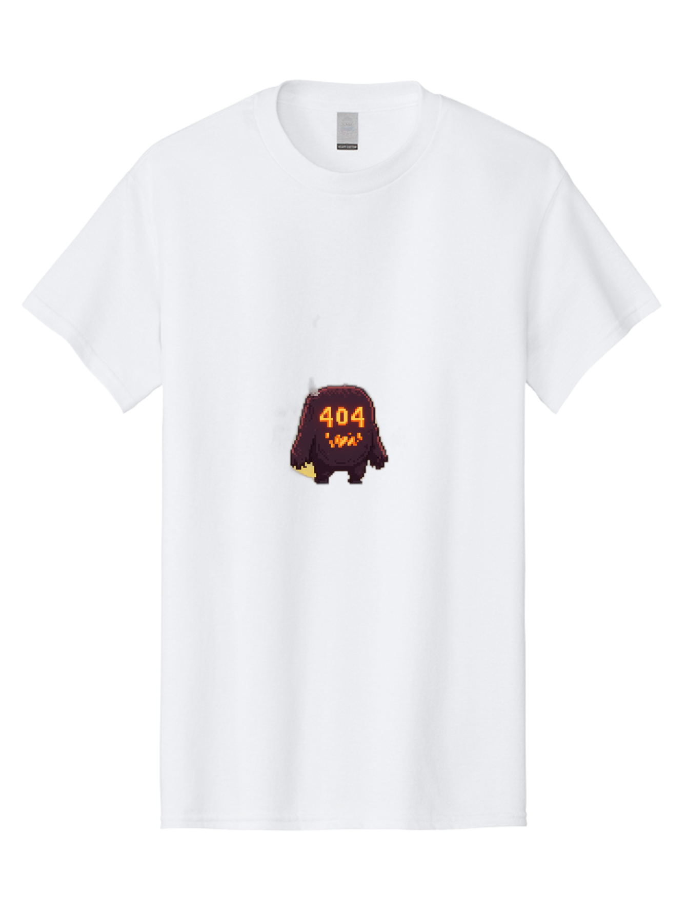 404-Monster-1 Men'S Graphic Tee, 100% Cotton, Comfortable Casual Summer Wear, Machine Washable, Pixel Art Monster, Error Message, 404 Error, Broken Link, Creepy Creature, Digital Art, Halloween Theme, Orange Glow, Dark Creature Baa098