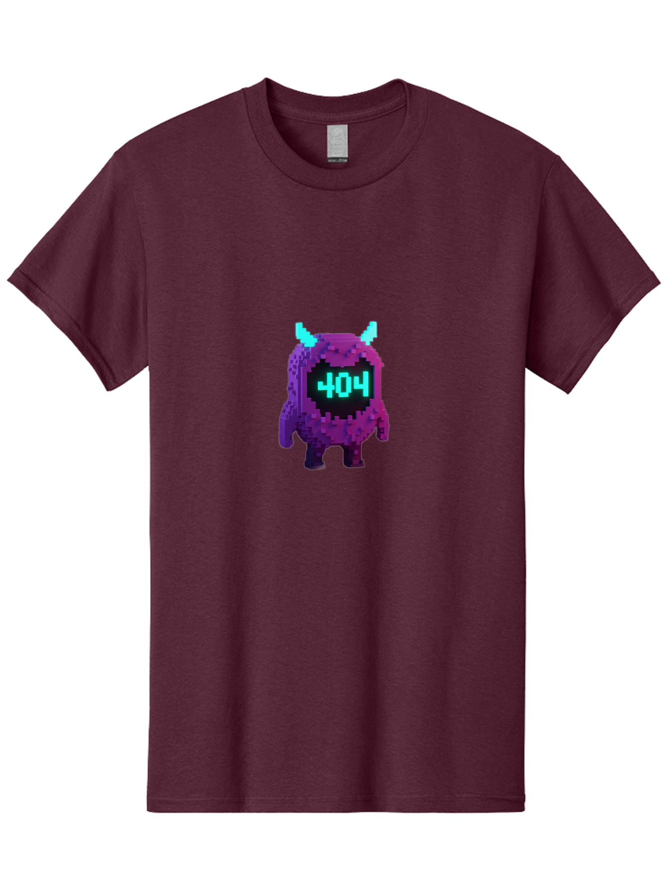 404-Monster-3 Men'S Graphic Tee, 100% Cotton, Comfortable Casual Summer Wear, Machine Washable, Pixel Art Monster, 404 Error, Digital Creature, Purple Monster, Blue Horns, Error Page, Glitchy Graphics, 8-Bit Style, Retro Gaming Baa100