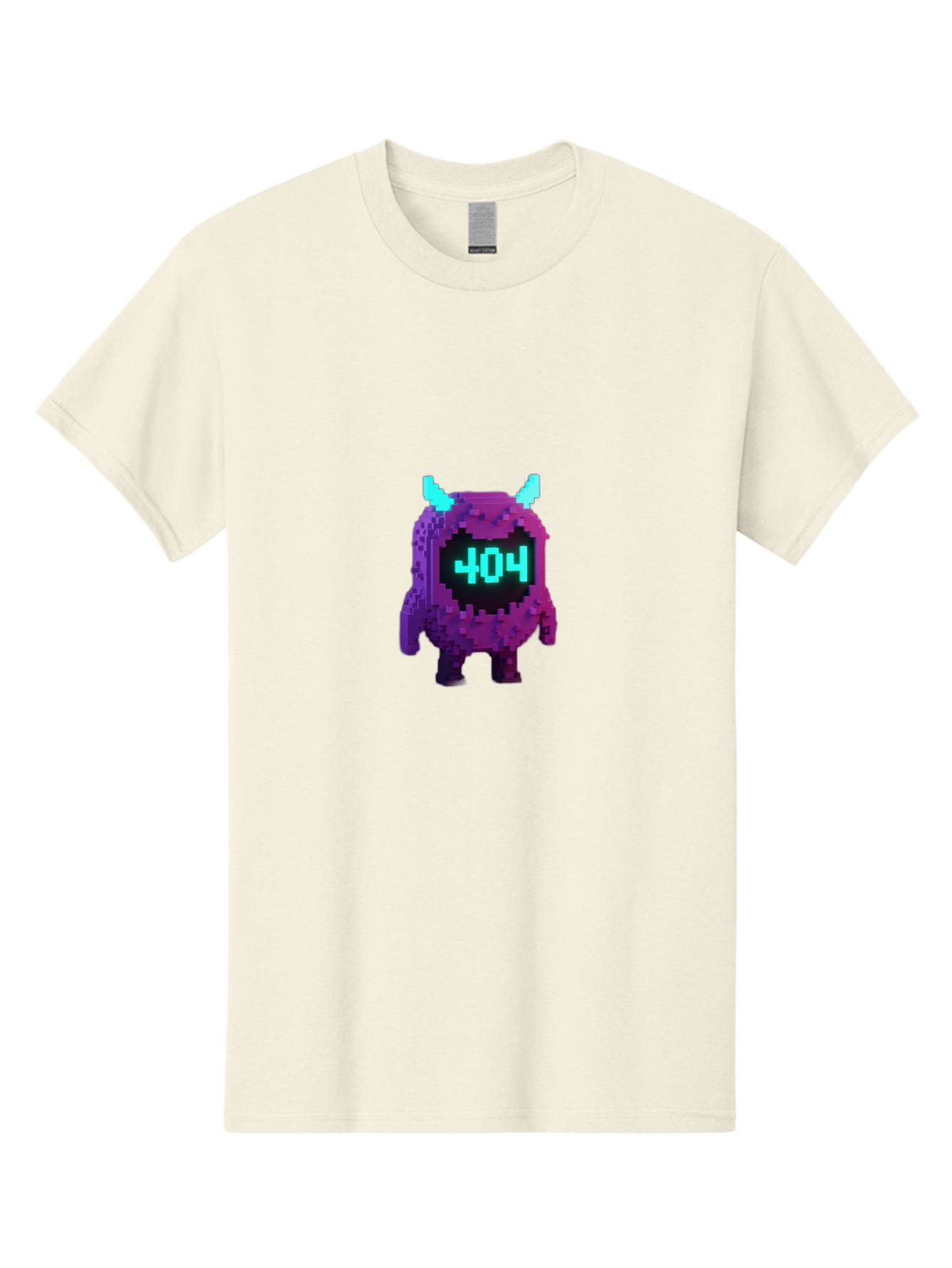 404-Monster-3 Men'S Graphic Tee, 100% Cotton, Comfortable Casual Summer Wear, Machine Washable, Pixel Art Monster, 404 Error, Digital Creature, Purple Monster, Blue Horns, Error Page, Glitchy Graphics, 8-Bit Style, Retro Gaming Baa100