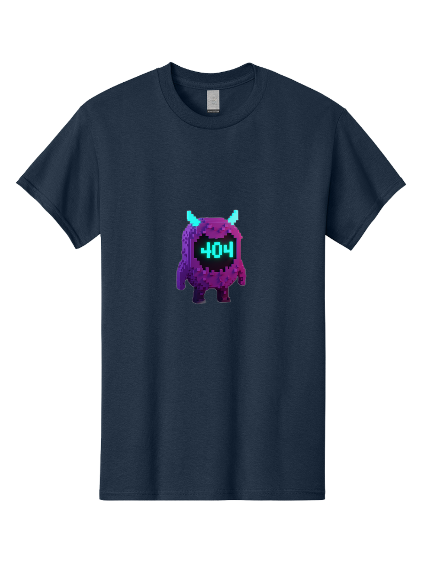 404-Monster-3 Men'S Graphic Tee, 100% Cotton, Comfortable Casual Summer Wear, Machine Washable, Pixel Art Monster, 404 Error, Digital Creature, Purple Monster, Blue Horns, Error Page, Glitchy Graphics, 8-Bit Style, Retro Gaming Baa100