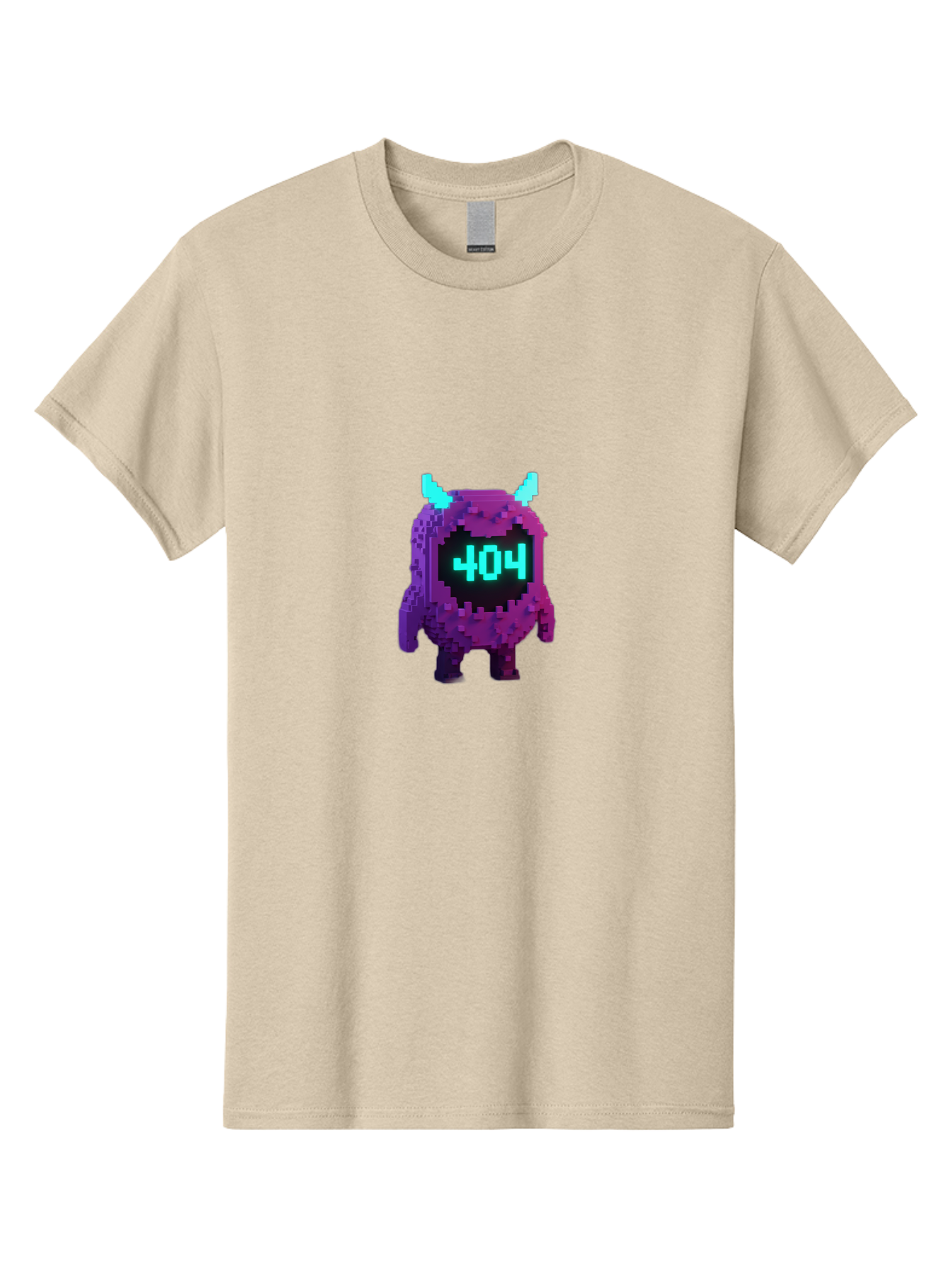 404-Monster-3 Men'S Graphic Tee, 100% Cotton, Comfortable Casual Summer Wear, Machine Washable, Pixel Art Monster, 404 Error, Digital Creature, Purple Monster, Blue Horns, Error Page, Glitchy Graphics, 8-Bit Style, Retro Gaming Baa100