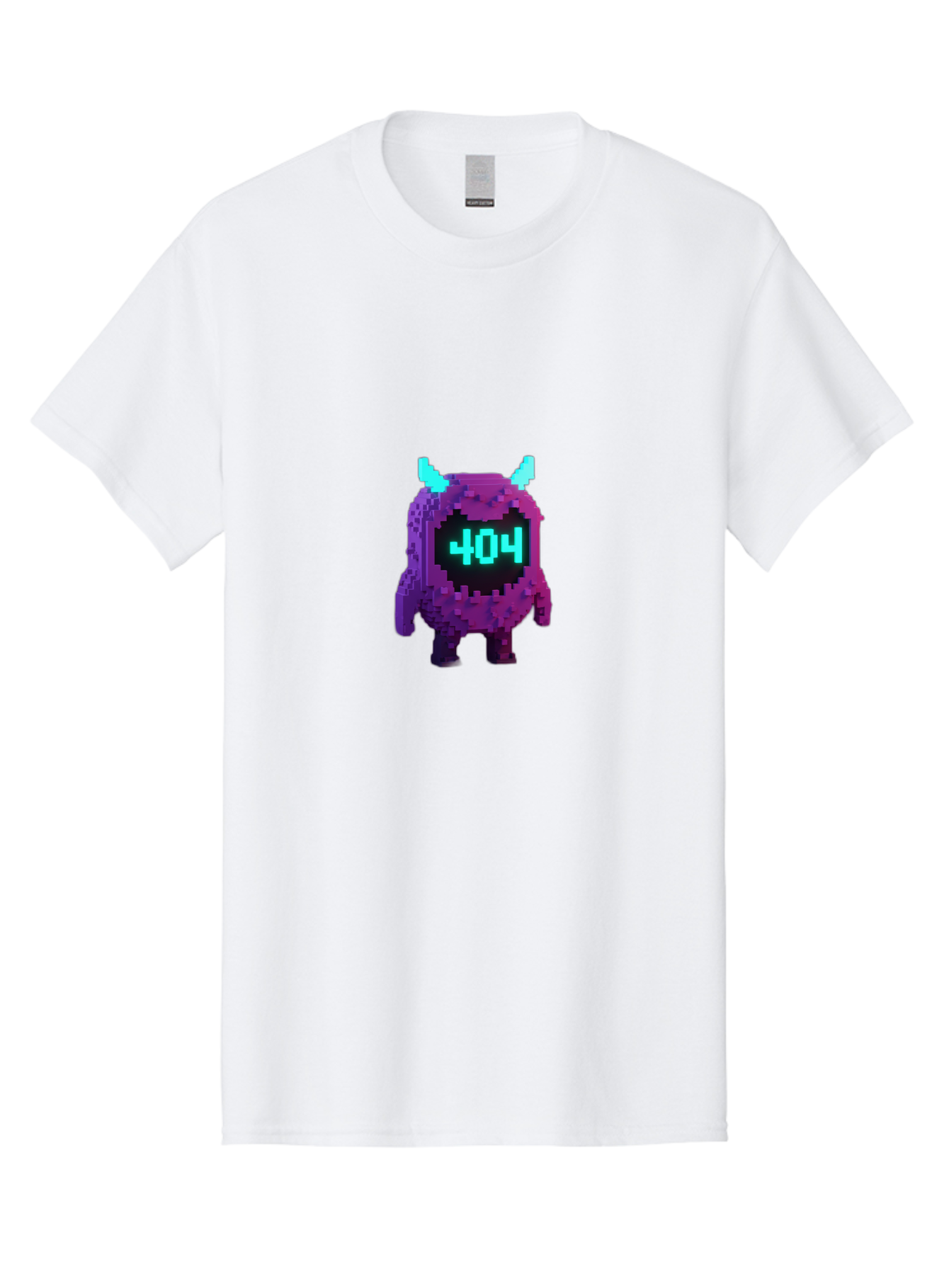 404-Monster-3 Men'S Graphic Tee, 100% Cotton, Comfortable Casual Summer Wear, Machine Washable, Pixel Art Monster, 404 Error, Digital Creature, Purple Monster, Blue Horns, Error Page, Glitchy Graphics, 8-Bit Style, Retro Gaming Baa100