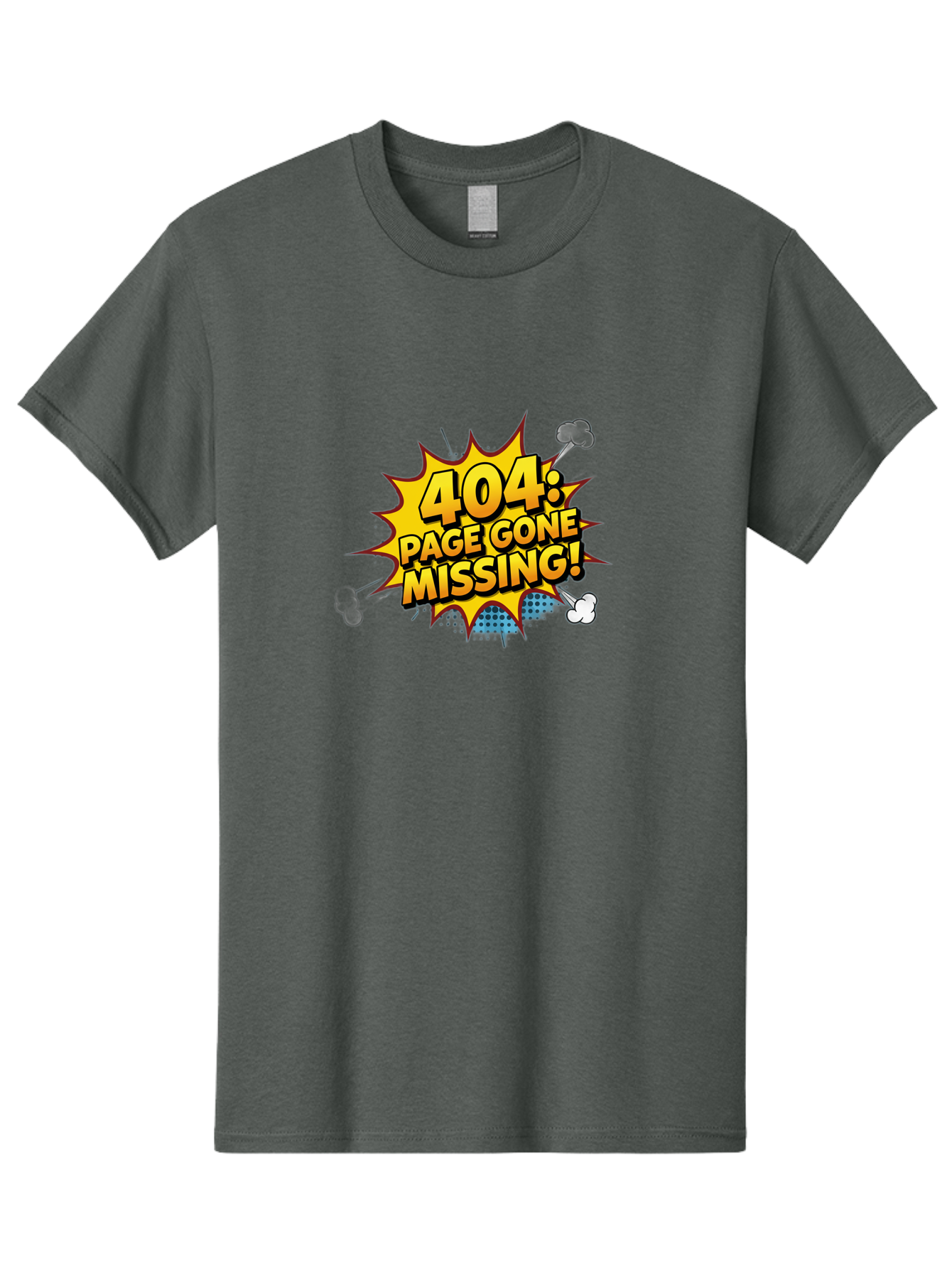 404-Page-Gone-Missing Men'S Graphic Tee, 100% Cotton, Comfortable Casual Summer Wear, Machine Washable, 404 Error Message, Page Not Found, Missing Page, Cartoon-Style Comic, Yellow And Blue Graphics, Funny Illustrations, Humorous Tone, Baa104