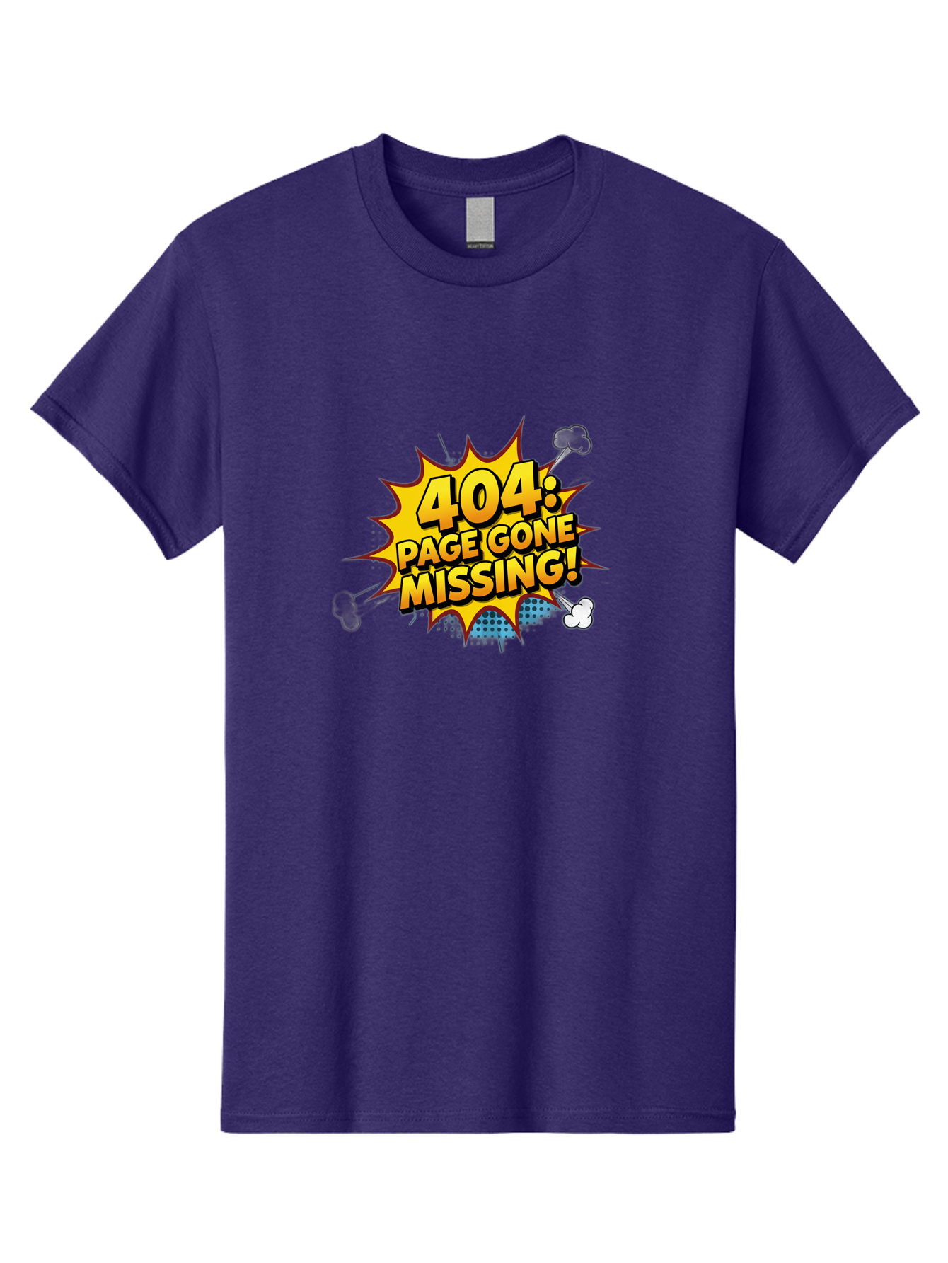 404-Page-Gone-Missing Men'S Graphic Tee, 100% Cotton, Comfortable Casual Summer Wear, Machine Washable, 404 Error Message, Page Not Found, Missing Page, Cartoon-Style Comic, Yellow And Blue Graphics, Funny Illustrations, Humorous Tone, Baa104