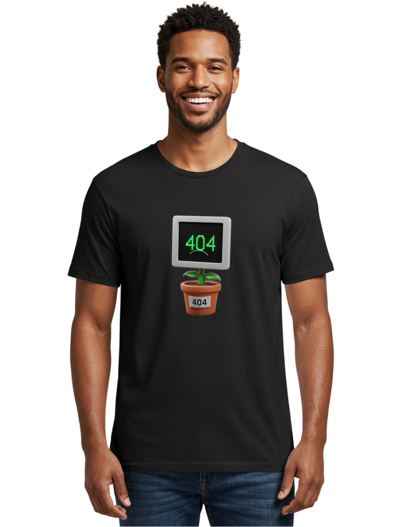 404-Plant Men'S Graphic Tee, 100% Cotton, Comfortable Casual Summer Wear, Machine Washable, 404 Error Message, Dead Link, Broken Page, Error Screen, Page Not Found, Digital Plant, Error Pot, Website Issue, Web Design Baa105
