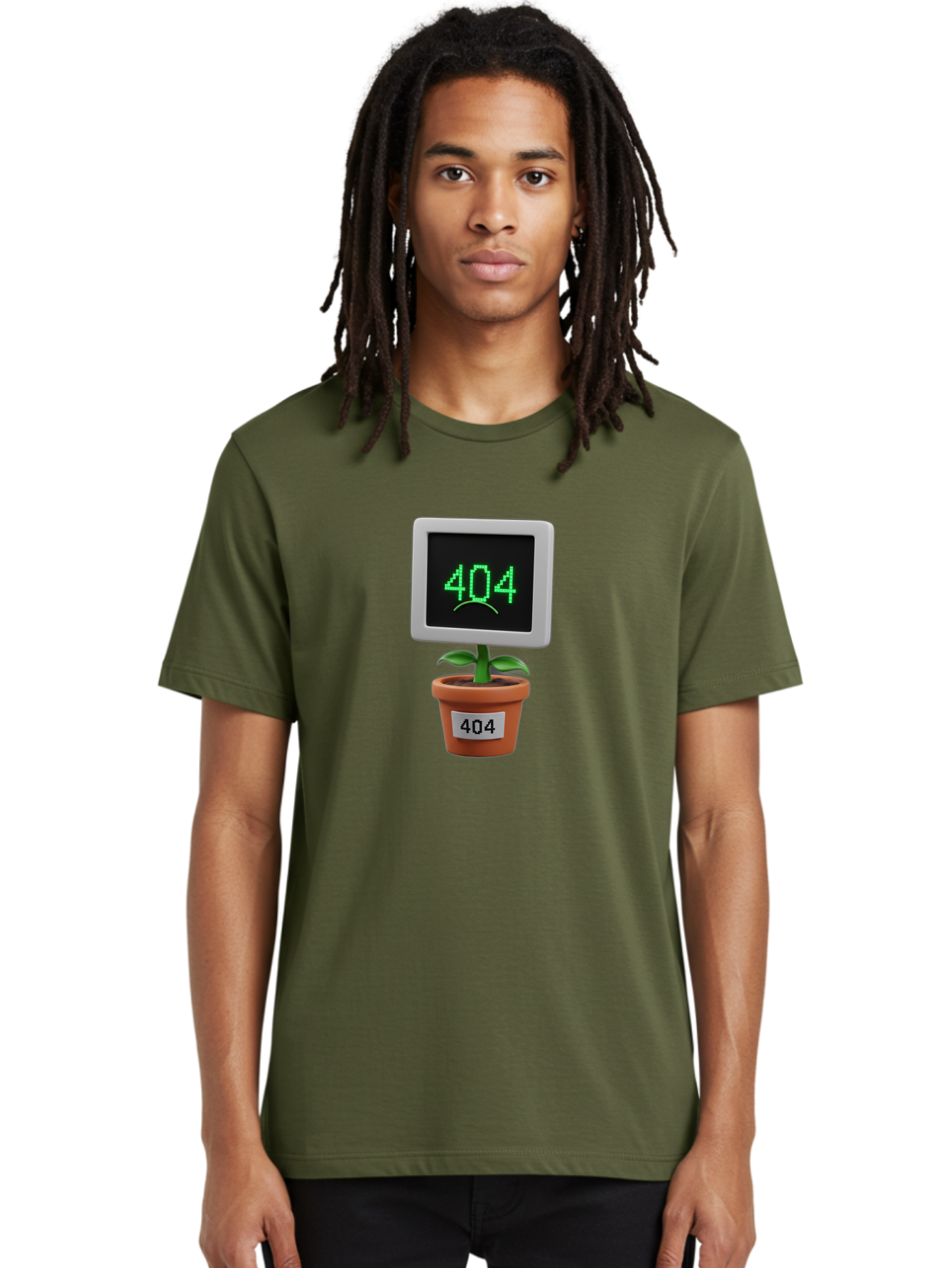 404-Plant Men'S Graphic Tee, 100% Cotton, Comfortable Casual Summer Wear, Machine Washable, 404 Error Message, Dead Link, Broken Page, Error Screen, Page Not Found, Digital Plant, Error Pot, Website Issue, Web Design Baa105