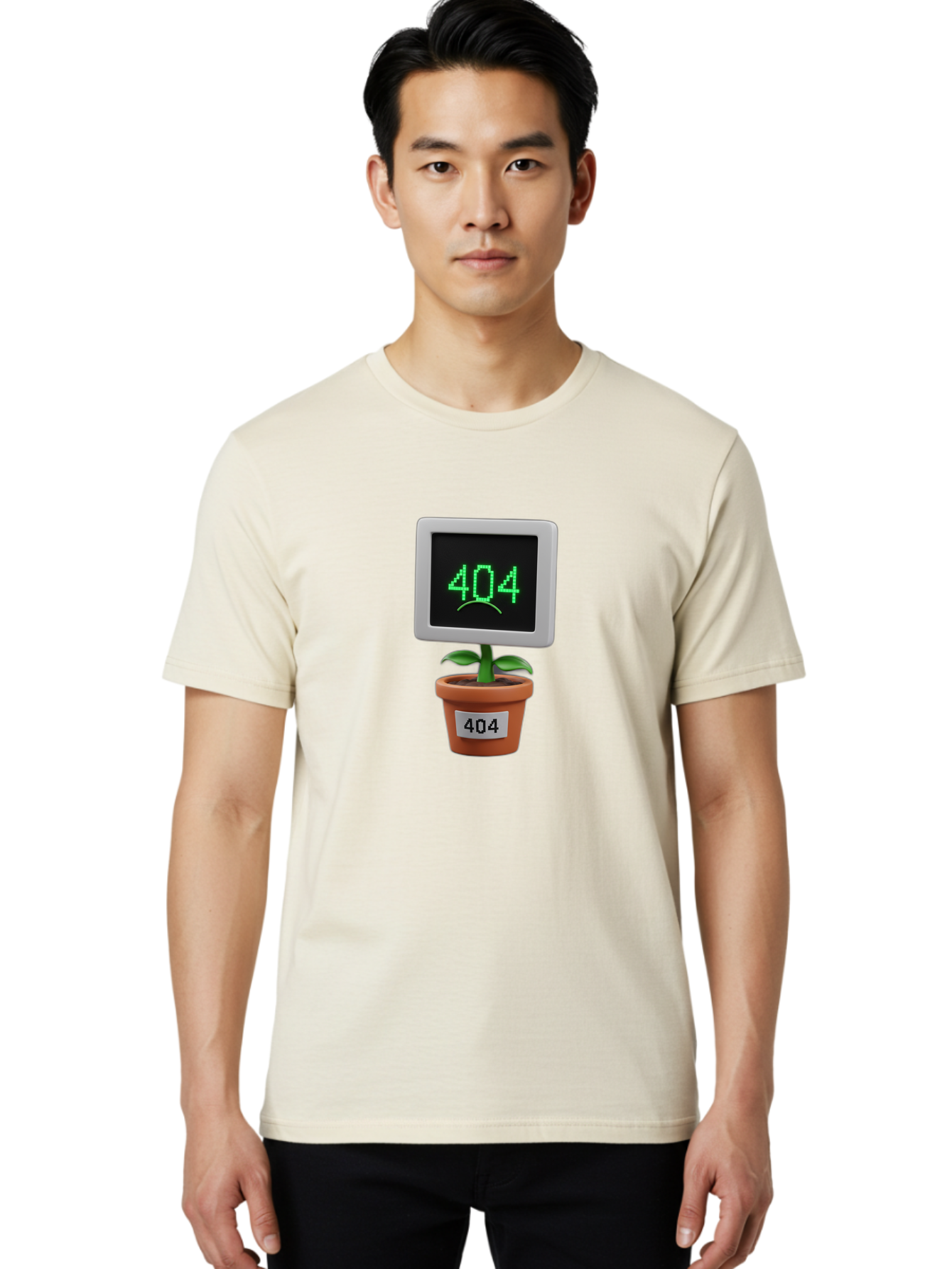 404-Plant Men'S Graphic Tee, 100% Cotton, Comfortable Casual Summer Wear, Machine Washable, 404 Error Message, Dead Link, Broken Page, Error Screen, Page Not Found, Digital Plant, Error Pot, Website Issue, Web Design Baa105