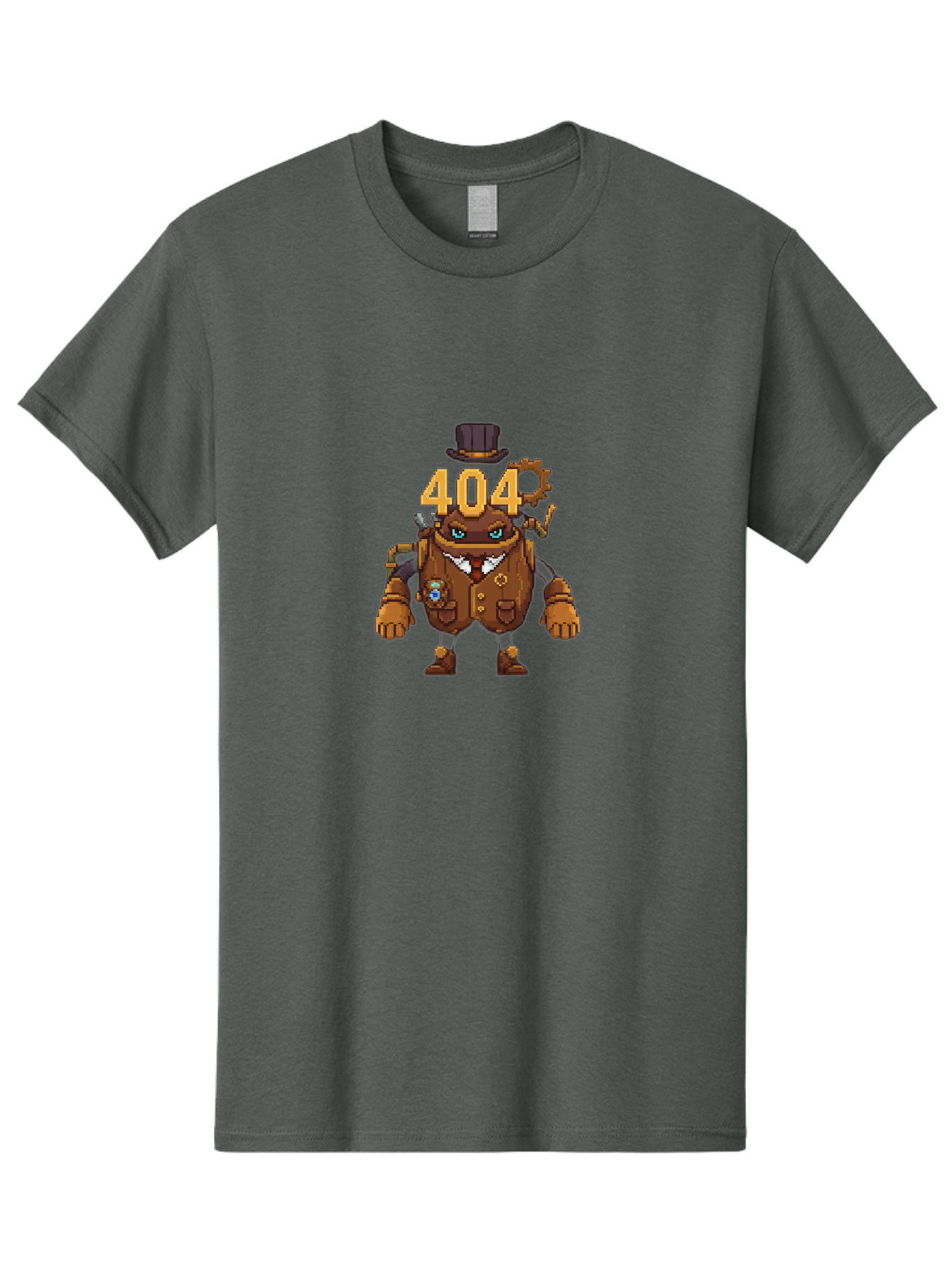 404-Robot Men'S Graphic Tee, 100% Cotton, Comfortable Casual Summer Wear, Machine Washable, Steampunk Robot, 404 Error Message, Robotics, Mechanical Parts, Top Hat, Quirky Character, Error Page, Web Design, Funny Illustration, Creative Coding Baa107