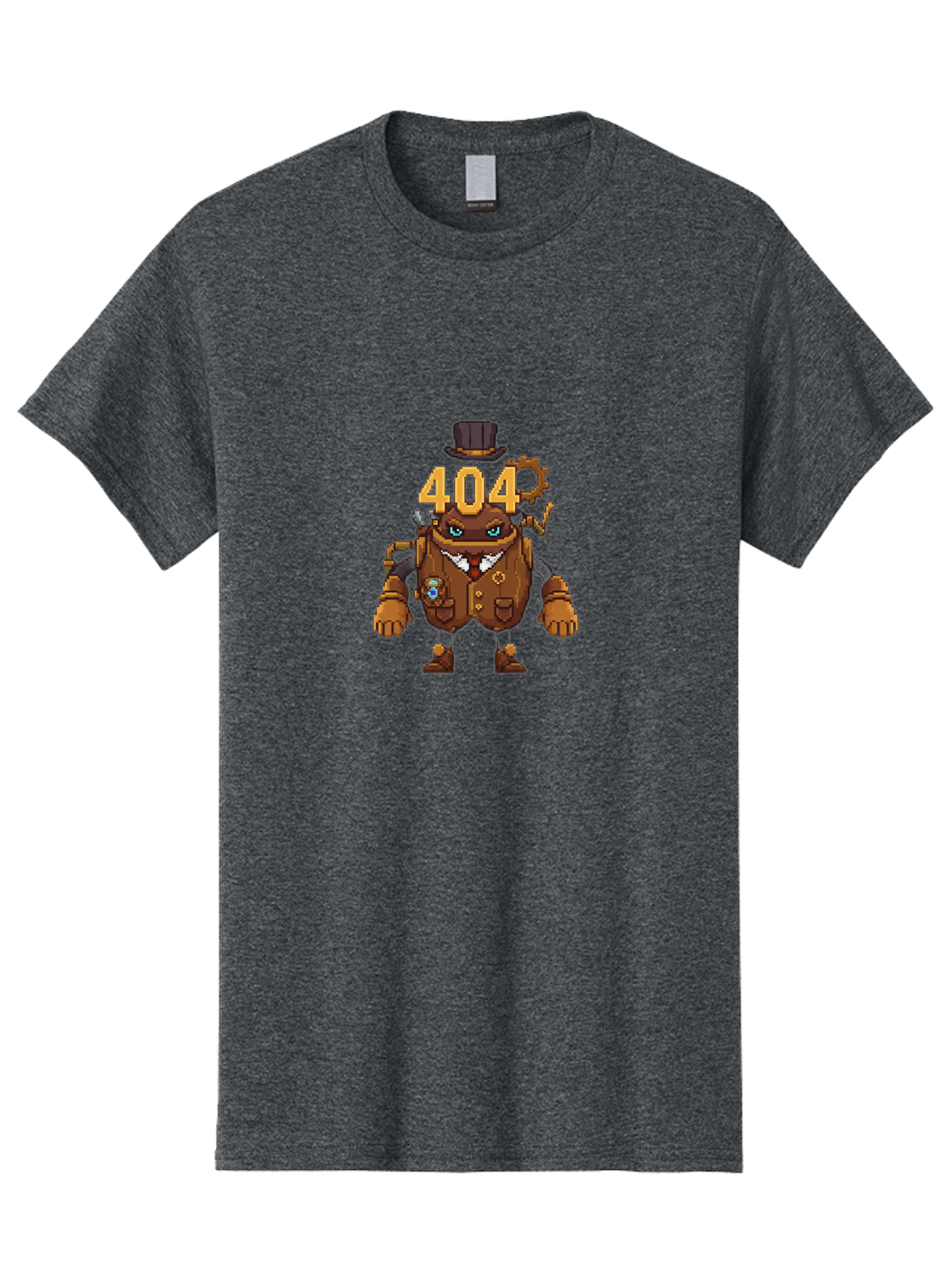 404-Robot Men'S Graphic Tee, 100% Cotton, Comfortable Casual Summer Wear, Machine Washable, Steampunk Robot, 404 Error Message, Robotics, Mechanical Parts, Top Hat, Quirky Character, Error Page, Web Design, Funny Illustration, Creative Coding Baa107