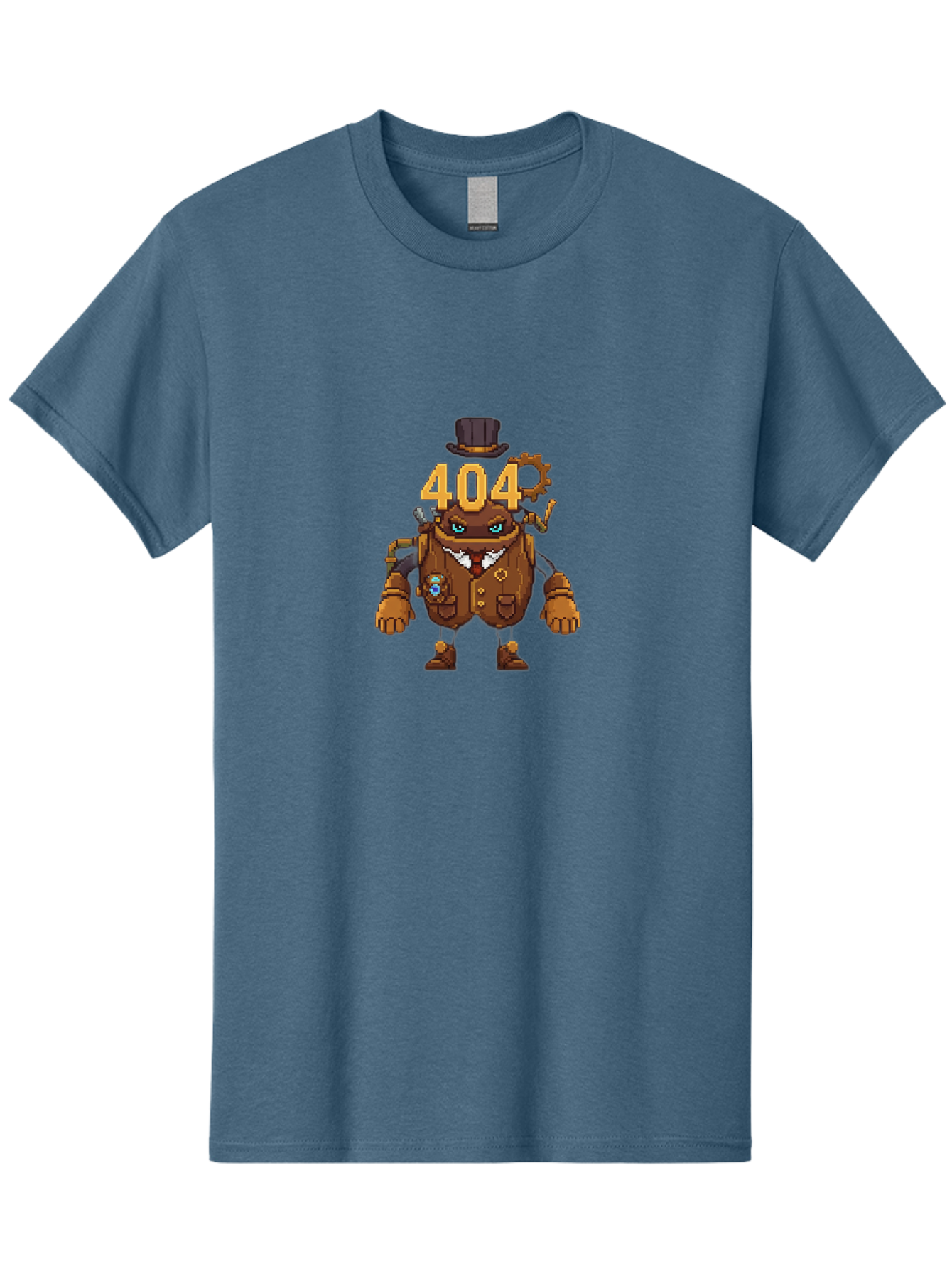 404-Robot Men'S Graphic Tee, 100% Cotton, Comfortable Casual Summer Wear, Machine Washable, Steampunk Robot, 404 Error Message, Robotics, Mechanical Parts, Top Hat, Quirky Character, Error Page, Web Design, Funny Illustration, Creative Coding Baa107