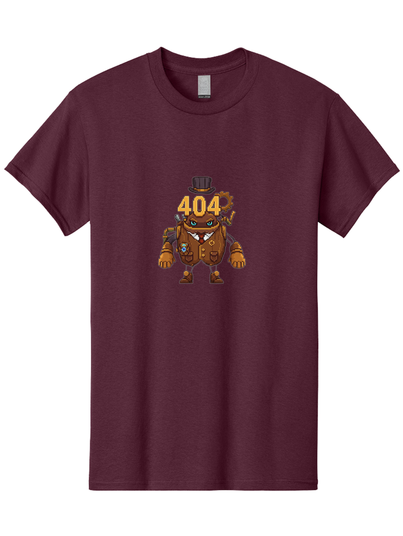 404-Robot Men'S Graphic Tee, 100% Cotton, Comfortable Casual Summer Wear, Machine Washable, Steampunk Robot, 404 Error Message, Robotics, Mechanical Parts, Top Hat, Quirky Character, Error Page, Web Design, Funny Illustration, Creative Coding Baa107