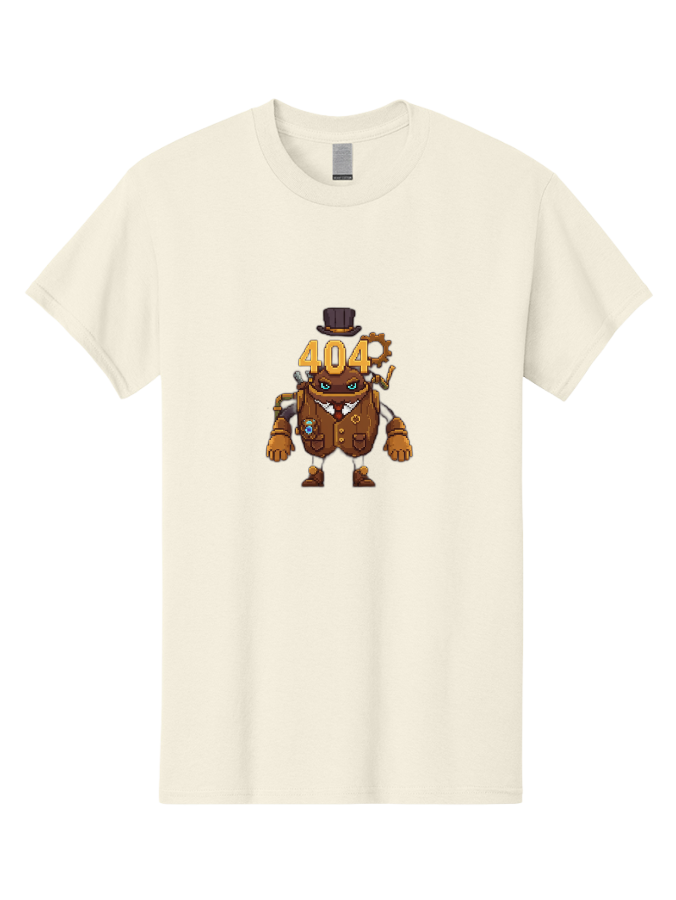 404-Robot Men'S Graphic Tee, 100% Cotton, Comfortable Casual Summer Wear, Machine Washable, Steampunk Robot, 404 Error Message, Robotics, Mechanical Parts, Top Hat, Quirky Character, Error Page, Web Design, Funny Illustration, Creative Coding Baa107