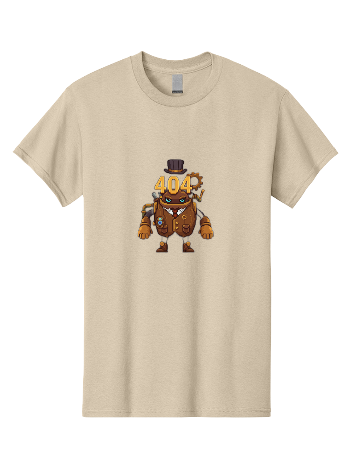 404-Robot Men'S Graphic Tee, 100% Cotton, Comfortable Casual Summer Wear, Machine Washable, Steampunk Robot, 404 Error Message, Robotics, Mechanical Parts, Top Hat, Quirky Character, Error Page, Web Design, Funny Illustration, Creative Coding Baa107