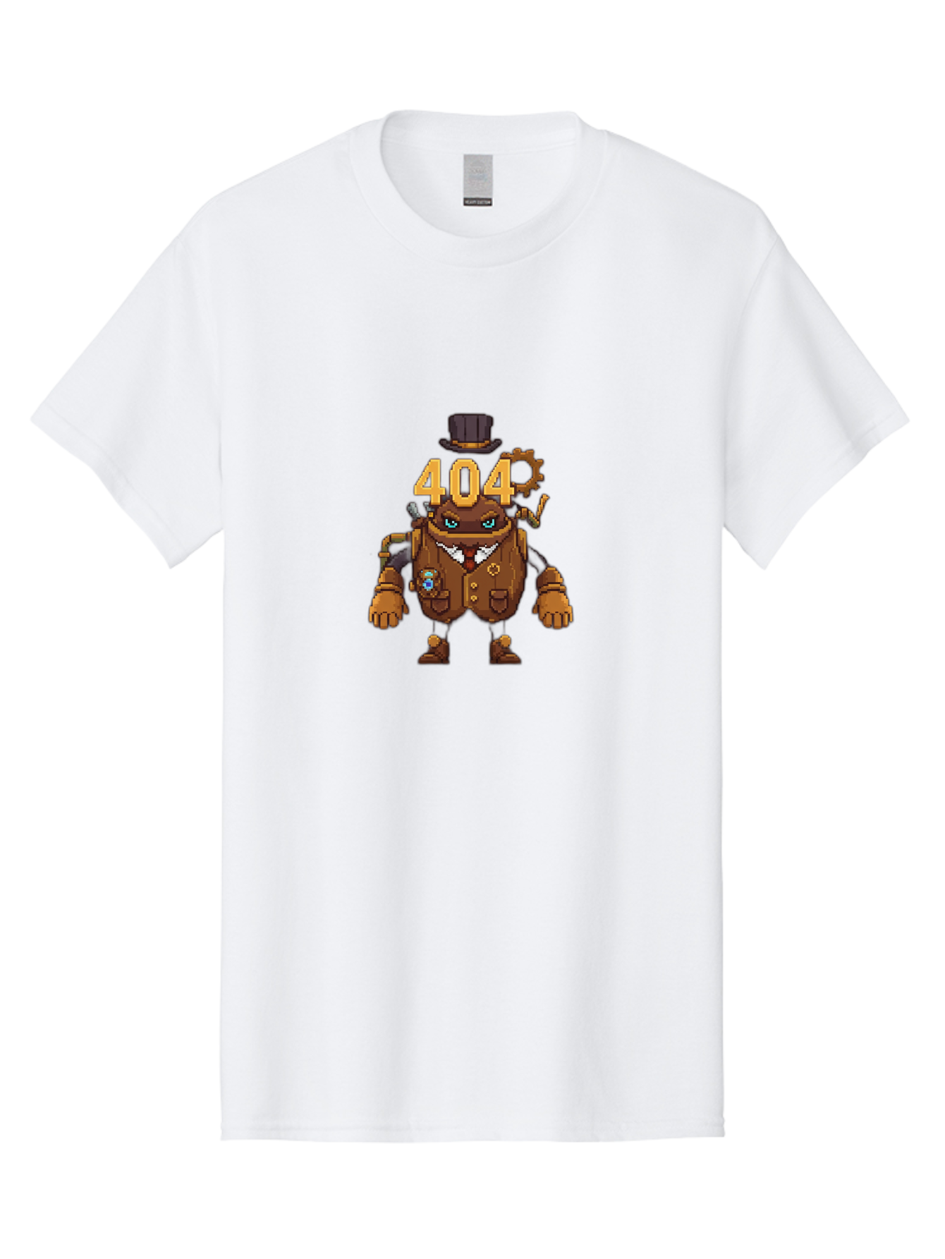 404-Robot Men'S Graphic Tee, 100% Cotton, Comfortable Casual Summer Wear, Machine Washable, Steampunk Robot, 404 Error Message, Robotics, Mechanical Parts, Top Hat, Quirky Character, Error Page, Web Design, Funny Illustration, Creative Coding Baa107
