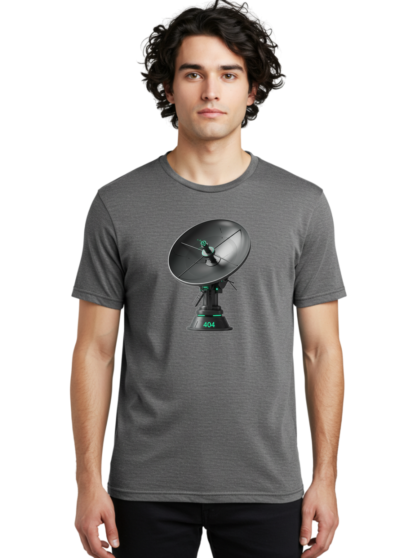 404-Satellite-Dish Men'S Graphic Tee, 100% Cotton, Comfortable Casual Summer Wear, Machine Washable, Satellite Dish, Futuristic Technology, Wireless Communication, 404 Error, Digital Connectivity, Cyberpunk Style, High-Tech Device, Baa108