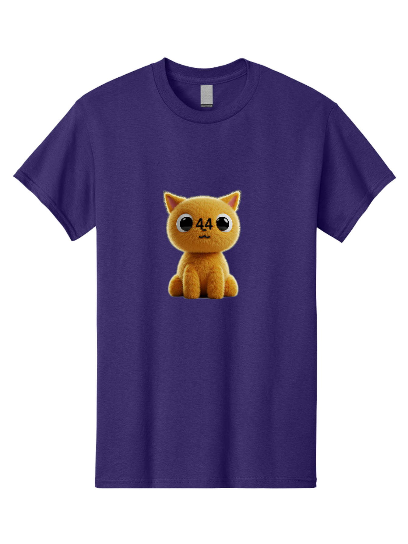 44 Men'S Graphic Tee, 100% Cotton, Comfortable Casual Summer Wear, Machine Washable, Cute Cartoon Cat, Funny Cat Design, Orange Cat Plush, Cartoonish Eyes, Adorable Facial Expression, Kawaii Character, Number 44 Design, Soft Toy Baa114