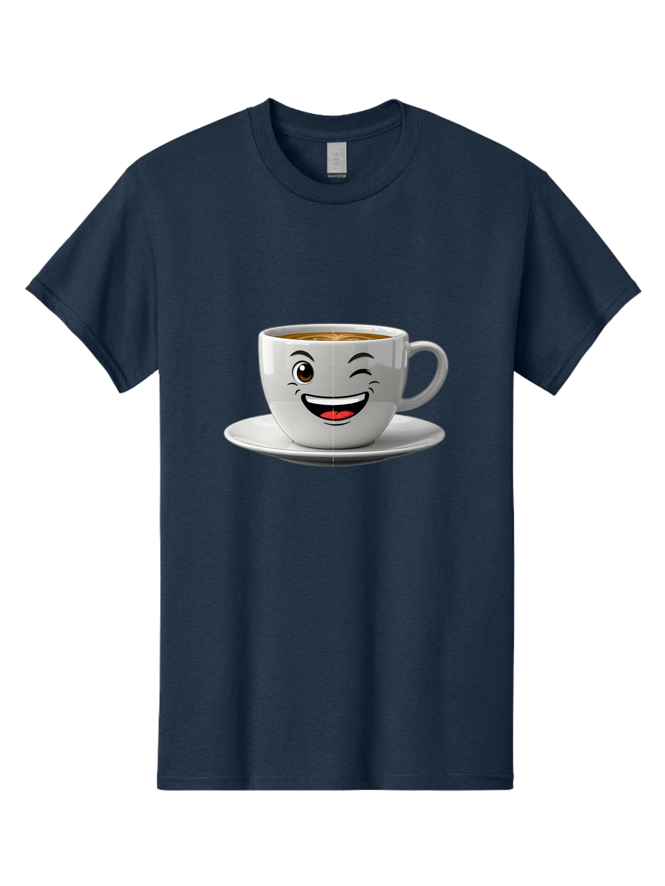 Coffee-Cup Men'S Graphic Tee, 100% Cotton, Comfortable Casual Summer Wear, Machine Washable, Coffee Cup With A Face, Winking Cup, Coffee Humor, Cartoon Coffee, Funny Coffee Cup, Smiling Coffee, Cute Coffee Mug, Coffee Lover, Baa116