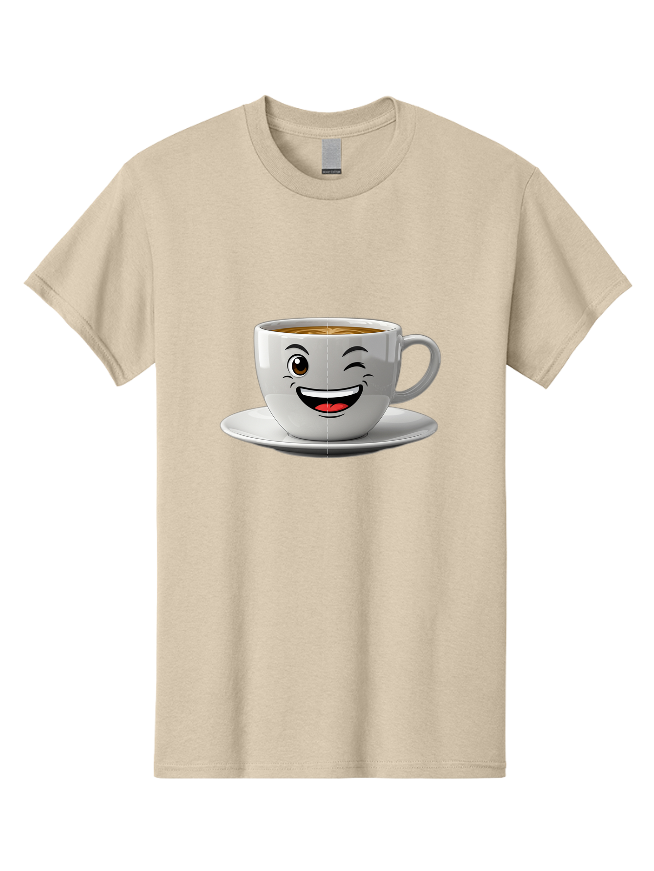 Coffee-Cup Men'S Graphic Tee, 100% Cotton, Comfortable Casual Summer Wear, Machine Washable, Coffee Cup With A Face, Winking Cup, Coffee Humor, Cartoon Coffee, Funny Coffee Cup, Smiling Coffee, Cute Coffee Mug, Coffee Lover, Baa116