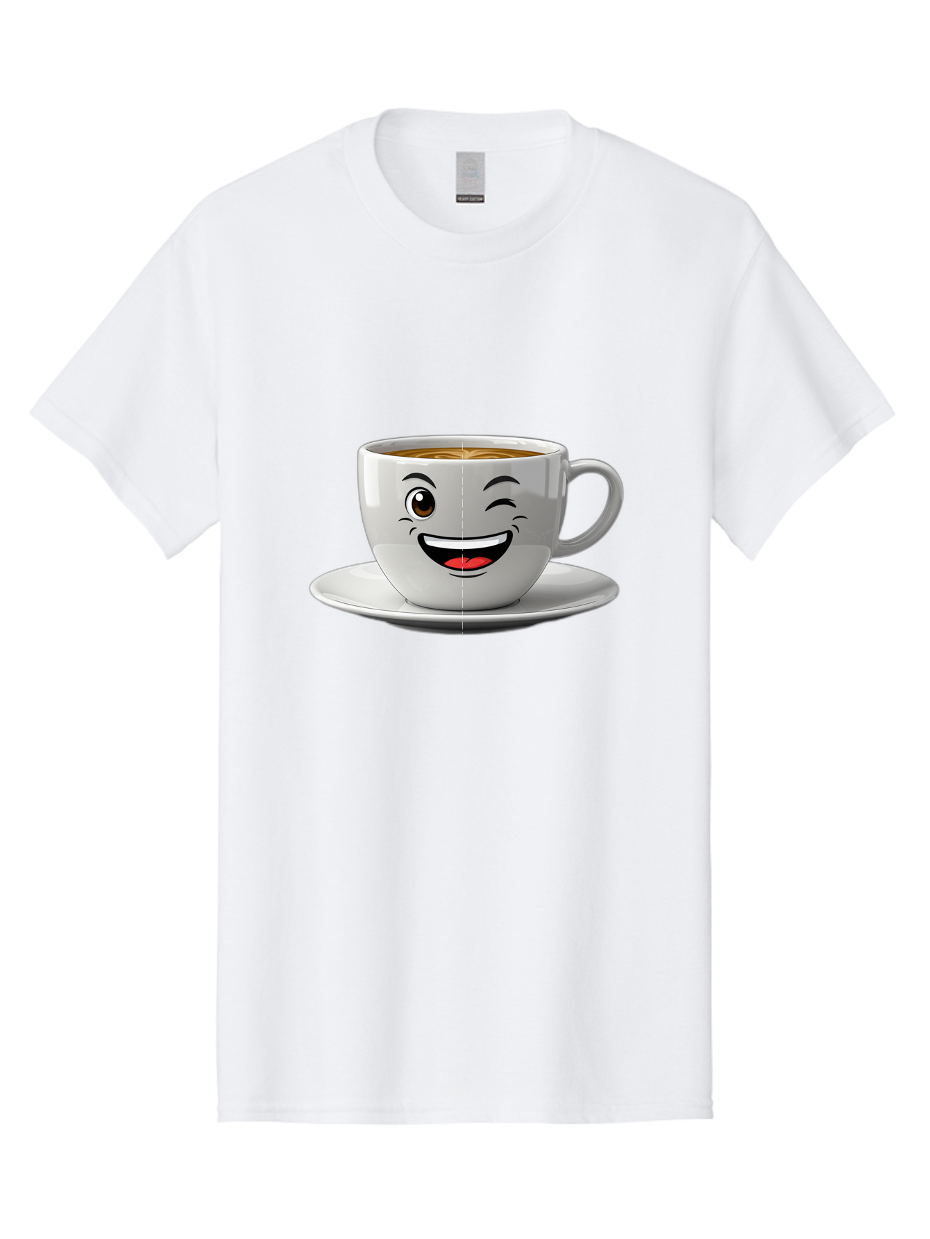 Coffee-Cup Men'S Graphic Tee, 100% Cotton, Comfortable Casual Summer Wear, Machine Washable, Coffee Cup With A Face, Winking Cup, Coffee Humor, Cartoon Coffee, Funny Coffee Cup, Smiling Coffee, Cute Coffee Mug, Coffee Lover, Baa116
