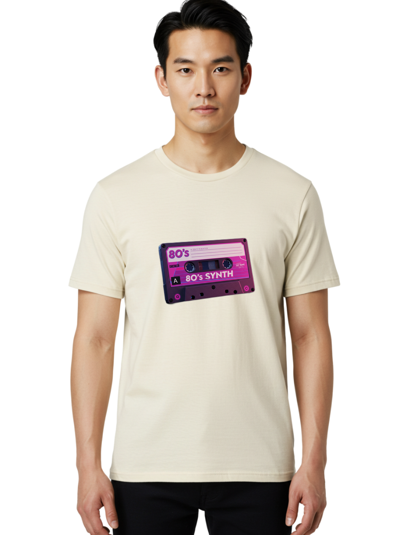 80-S-Synth-Cassette Men'S Graphic Tee, 100% Cotton, Comfortable Casual Summer Wear, Machine Washable, 80'S Synth Music, Vintage Cassette Tape, Retro 80S, Synthwave, Electronic Sound, Cassette Mix, A Side, 80'S Nostalgia, Baa117