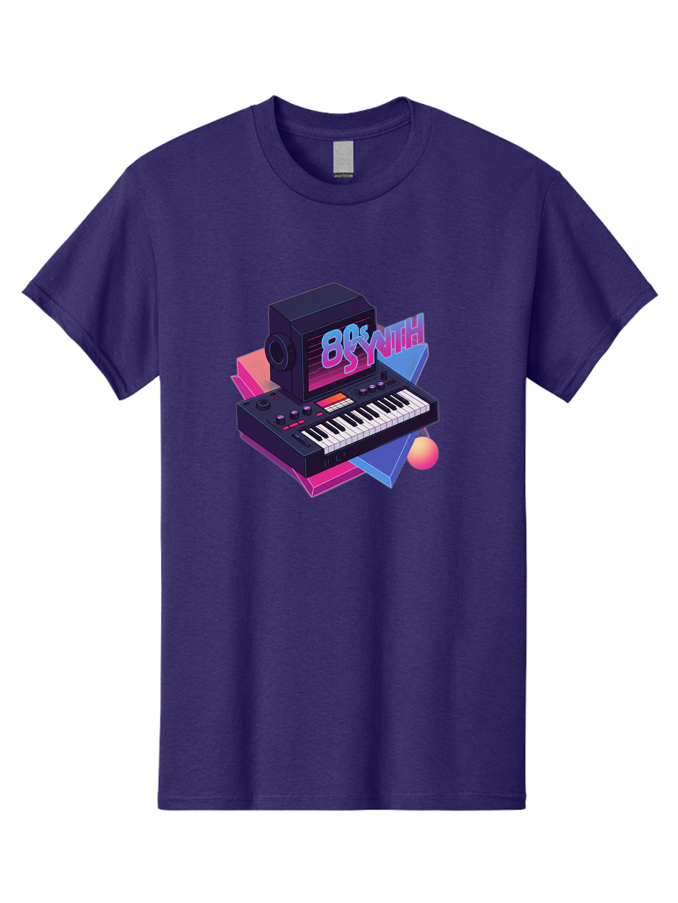 80S-Synth Men'S Graphic Tee, 100% Cotton, Comfortable Casual Summer Wear, Machine Washable, Retro Synthesizer, Vintage Electronic Keyboard, 80S Music Gear, Synthwave, Nostalgic Audio Equipment, Electronic Music Production, Baa119