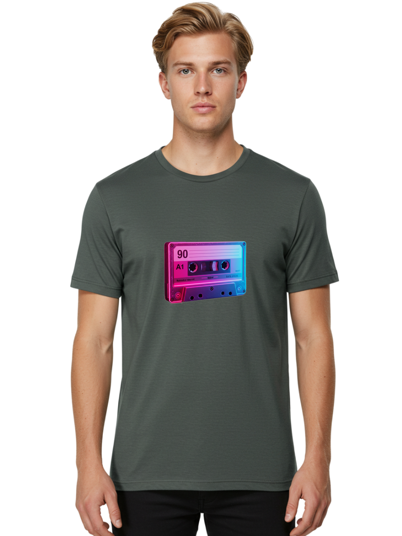 90-A1-Cassette-Tape Men'S Graphic Tee, 100% Cotton, Comfortable Casual Summer Wear, Machine Washable, Retro Cassette Tape, Vintage Music, Nostalgic Technology, 90S Music, A1 Mix Tape, Retro Aesthetics, Vinyl Revival, Music Nostalgia, Baa120