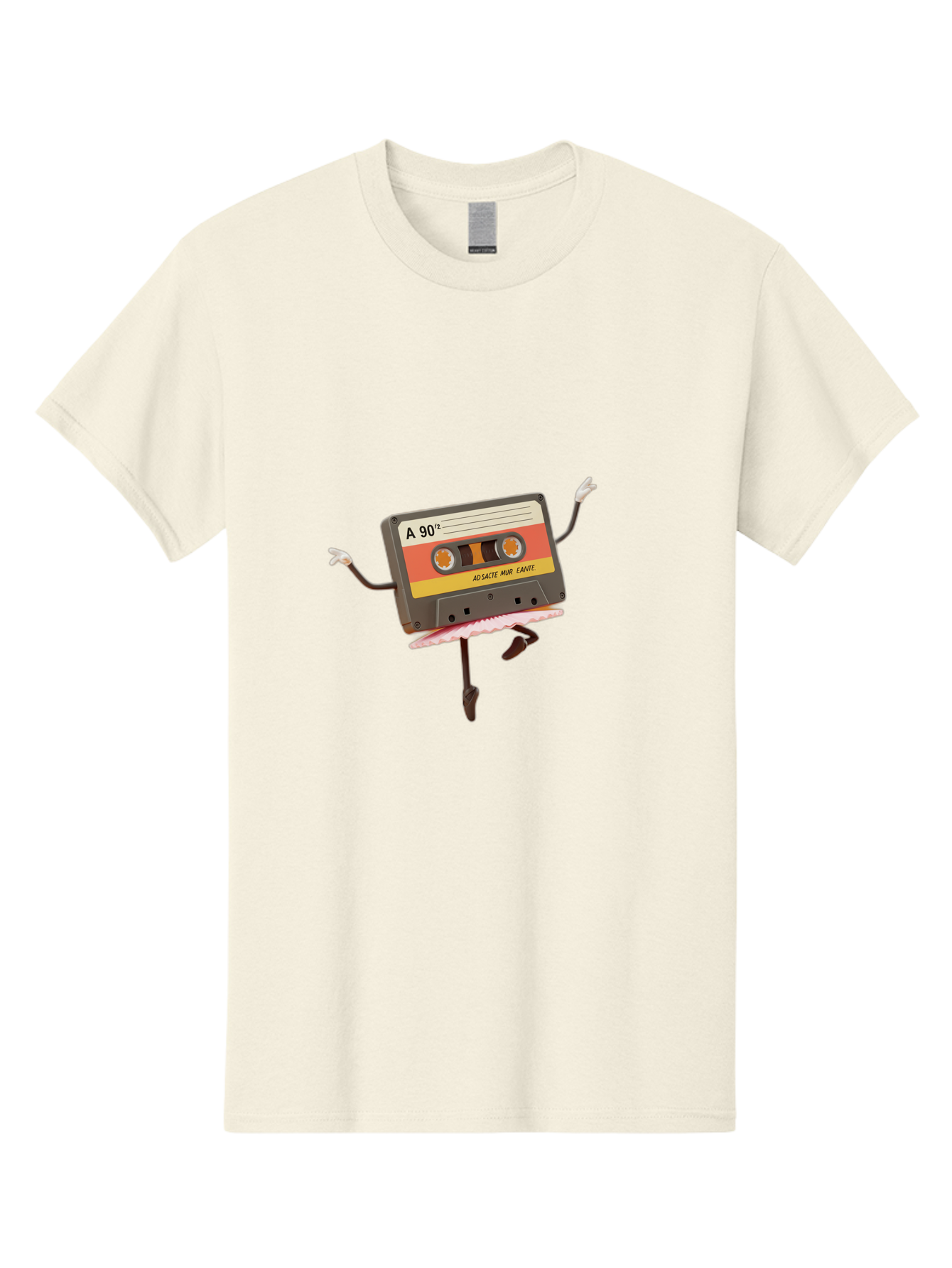 A-90Deg Men'S Graphic Tee, 100% Cotton, Comfortable Casual Summer Wear, Machine Washable, Retro Cassette Tape, Mixtape Artwork, Cassette With Arms And Legs, 90S Music Nostalgia, Mixtape Culture, Vintage Audio, Music Memorabilia, Baa123