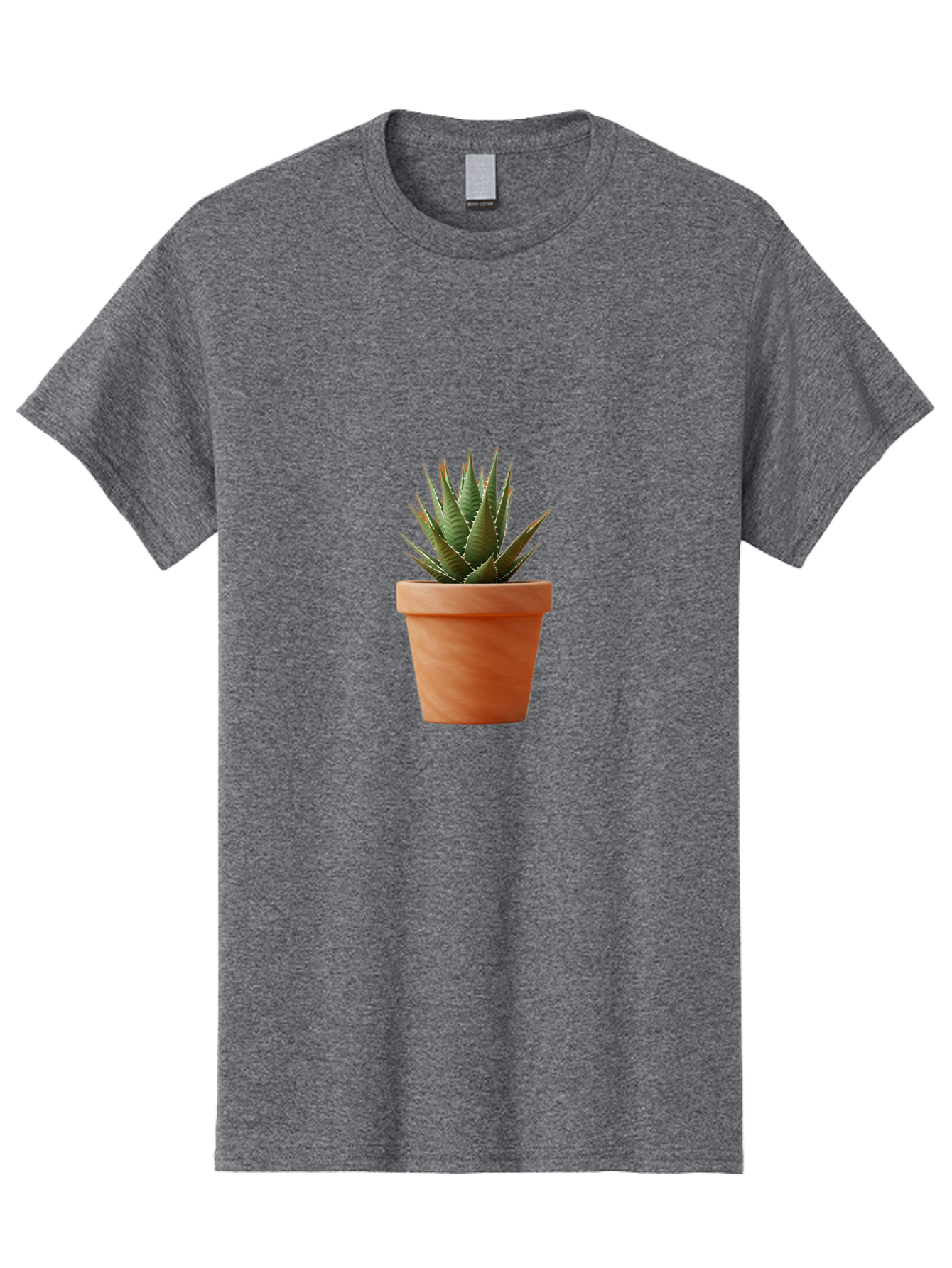 Agave-In-Terracotta-Pot Men'S Graphic Tee, 100% Cotton, Comfortable Casual Summer Wear, Machine Washable, Aloe Vera In Terracotta Pot, Succulent Plant, Indoor Decor, Minimalist Design, Low Maintenance, Green Leaves, Spiky Texture, Home Decor Baa124
