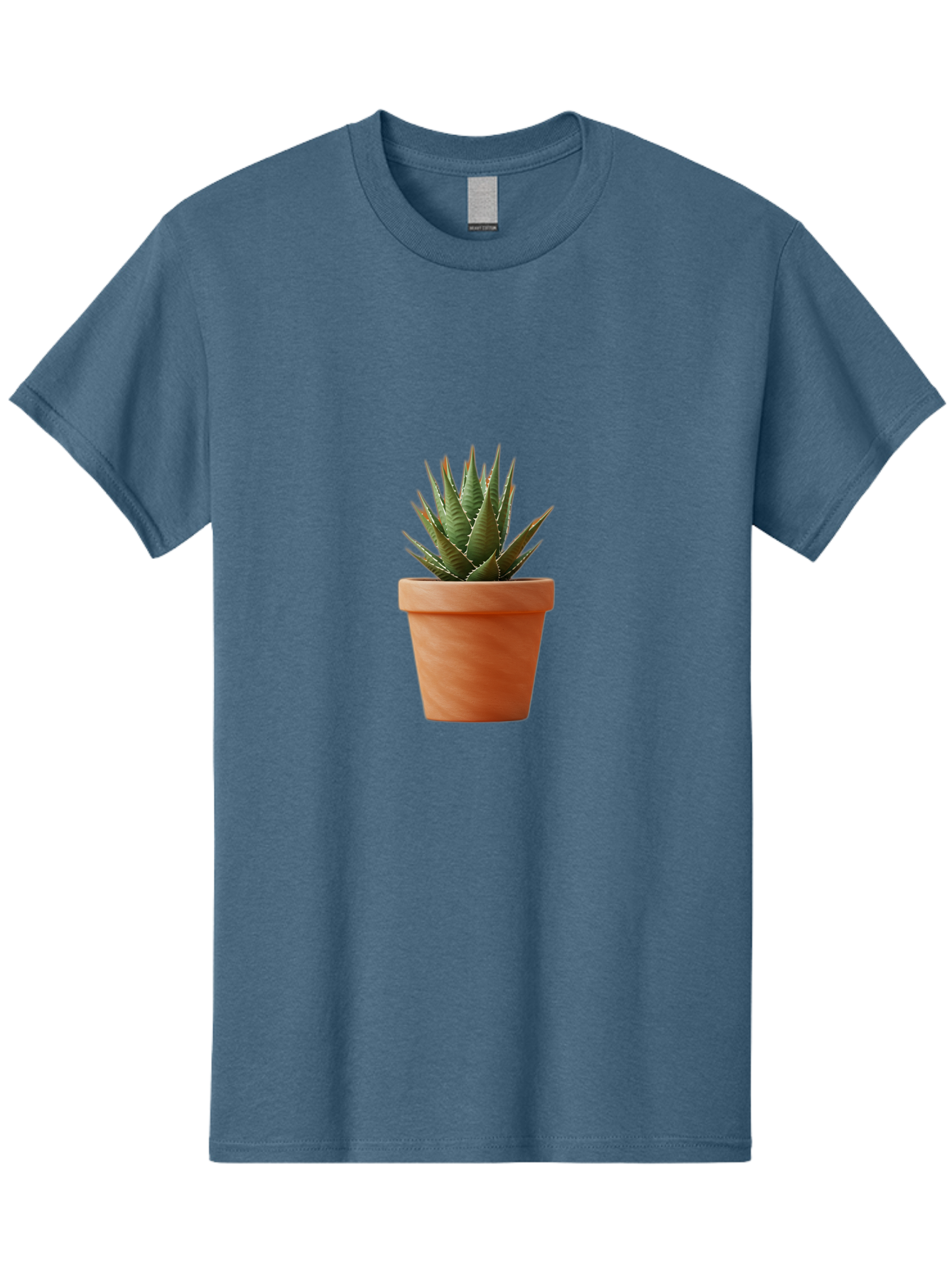 Agave-In-Terracotta-Pot Men'S Graphic Tee, 100% Cotton, Comfortable Casual Summer Wear, Machine Washable, Aloe Vera In Terracotta Pot, Succulent Plant, Indoor Decor, Minimalist Design, Low Maintenance, Green Leaves, Spiky Texture, Home Decor Baa124