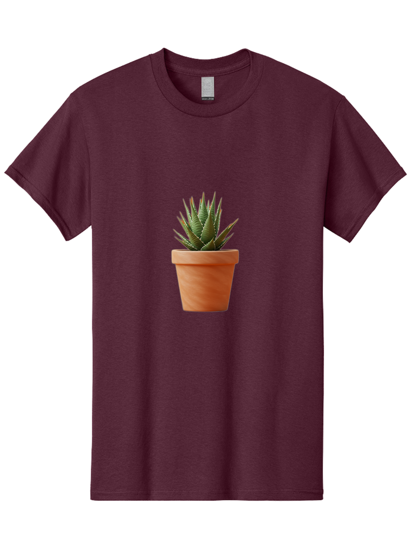 Agave-In-Terracotta-Pot Men'S Graphic Tee, 100% Cotton, Comfortable Casual Summer Wear, Machine Washable, Aloe Vera In Terracotta Pot, Succulent Plant, Indoor Decor, Minimalist Design, Low Maintenance, Green Leaves, Spiky Texture, Home Decor Baa124