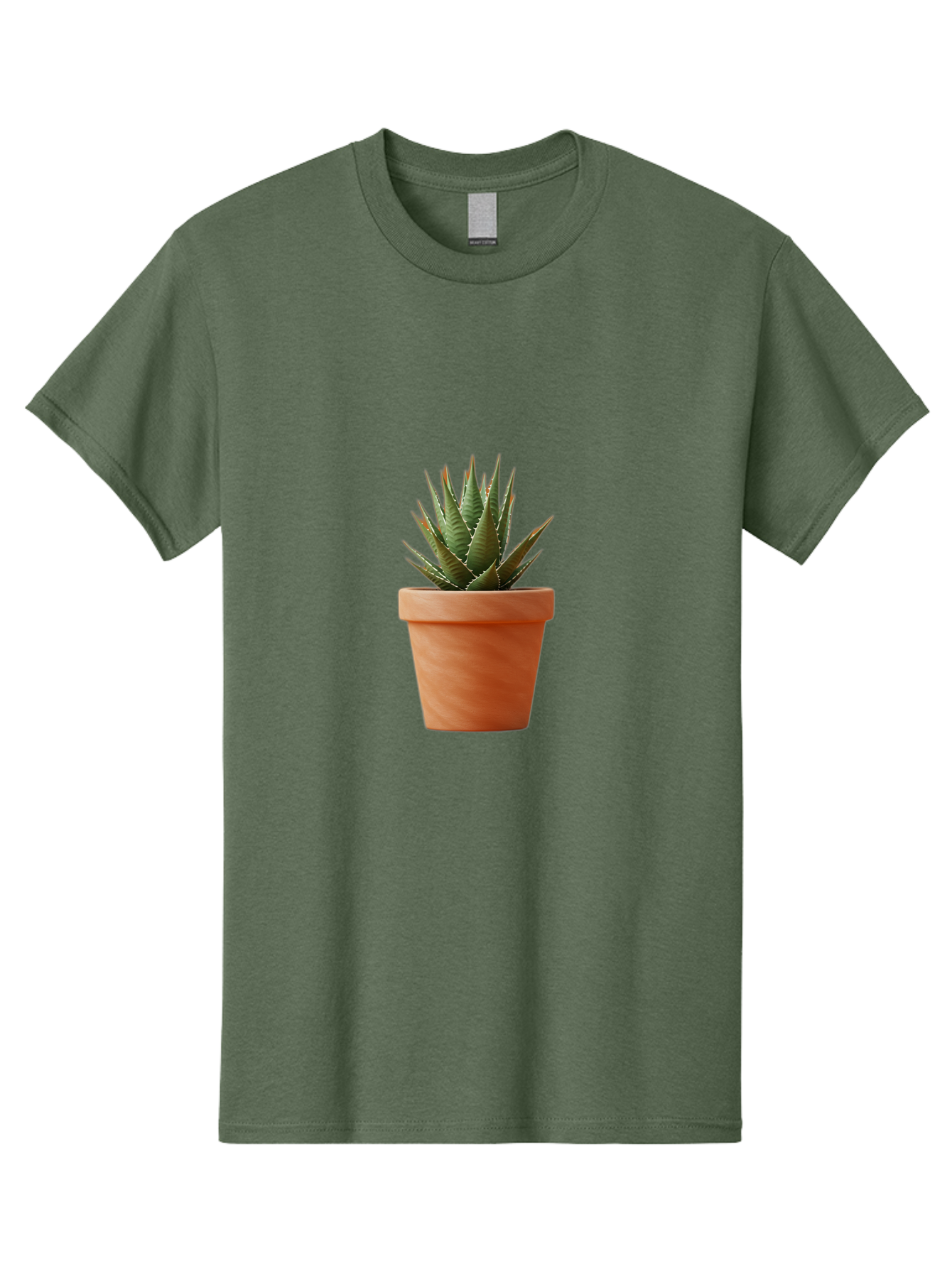 Agave-In-Terracotta-Pot Men'S Graphic Tee, 100% Cotton, Comfortable Casual Summer Wear, Machine Washable, Aloe Vera In Terracotta Pot, Succulent Plant, Indoor Decor, Minimalist Design, Low Maintenance, Green Leaves, Spiky Texture, Home Decor Baa124