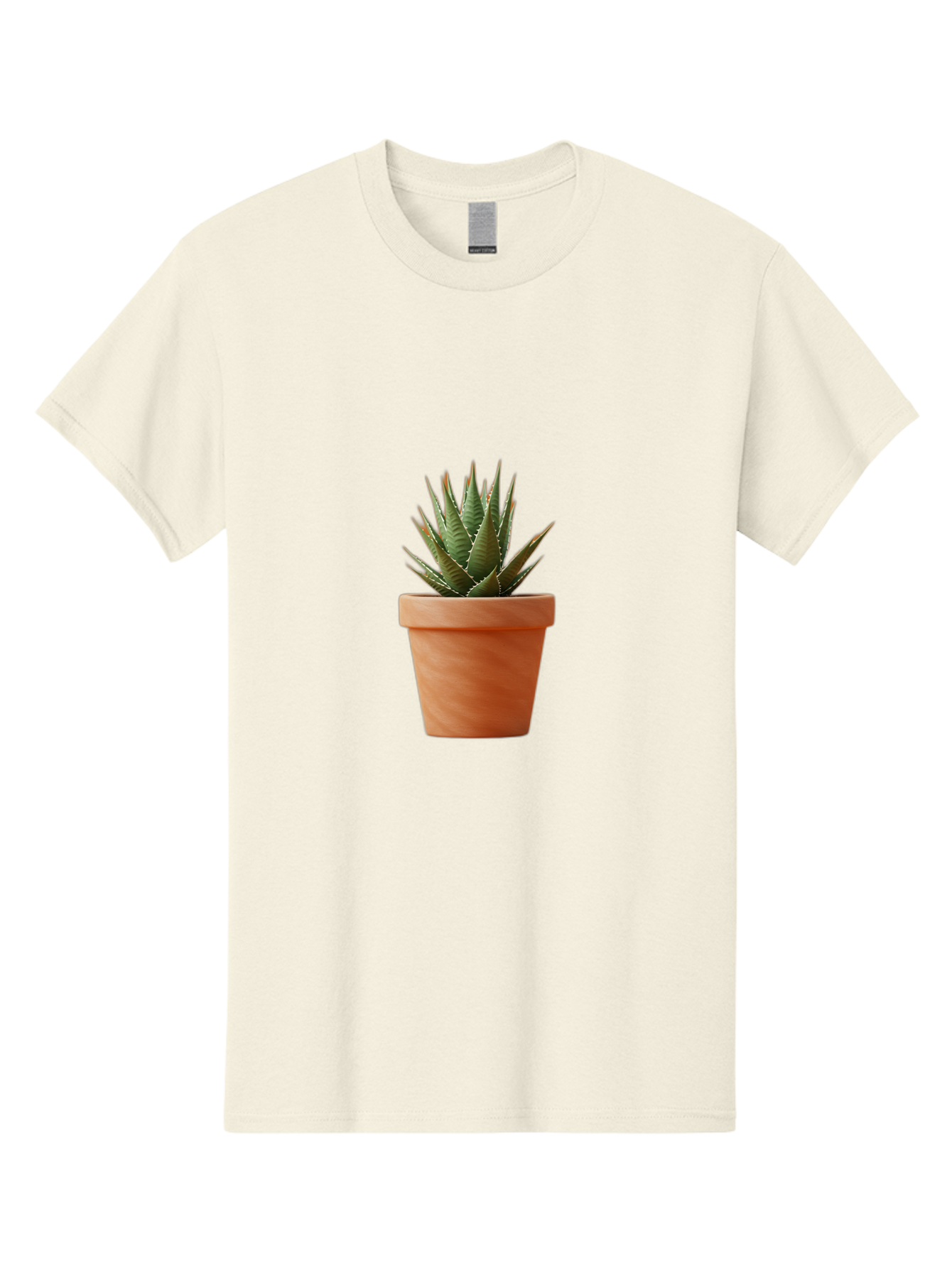 Agave-In-Terracotta-Pot Men'S Graphic Tee, 100% Cotton, Comfortable Casual Summer Wear, Machine Washable, Aloe Vera In Terracotta Pot, Succulent Plant, Indoor Decor, Minimalist Design, Low Maintenance, Green Leaves, Spiky Texture, Home Decor Baa124