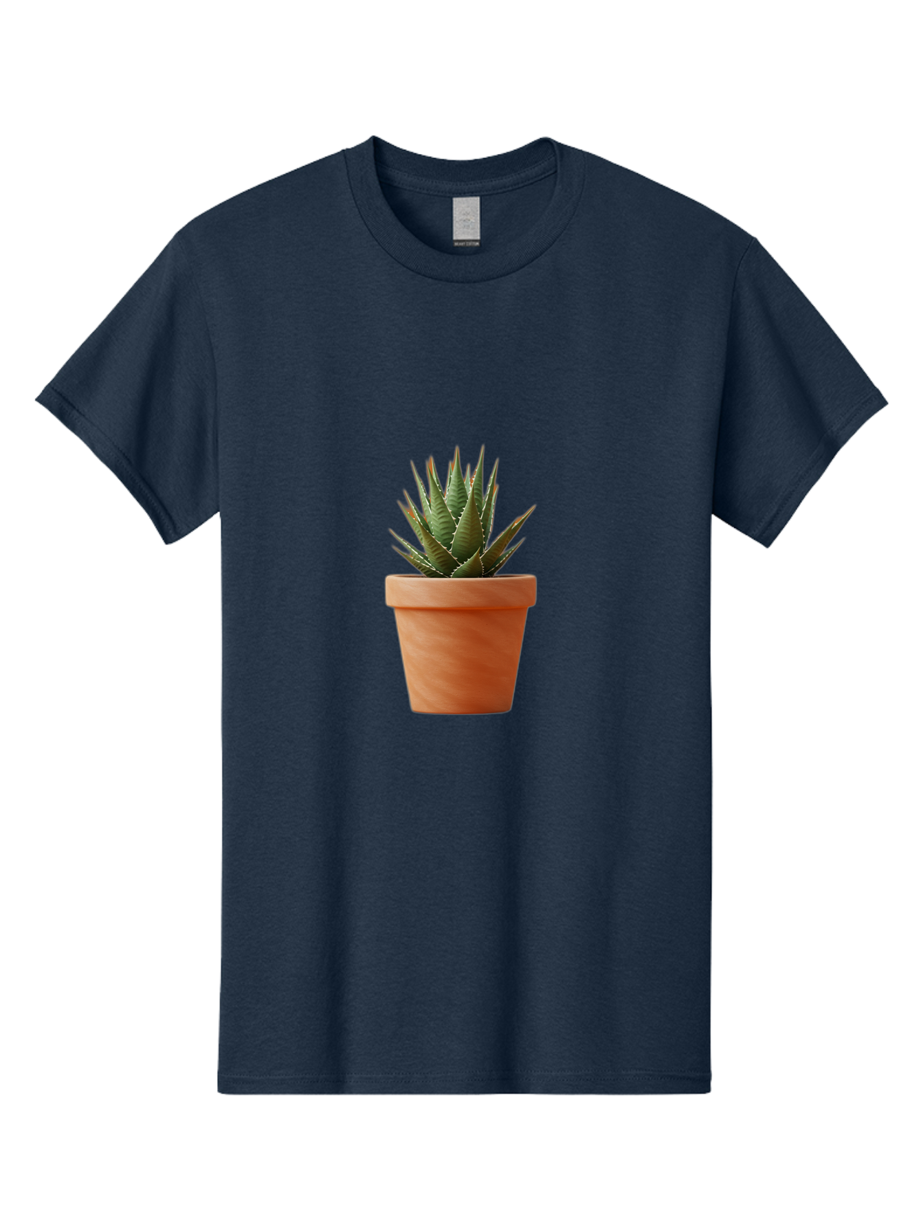 Agave-In-Terracotta-Pot Men'S Graphic Tee, 100% Cotton, Comfortable Casual Summer Wear, Machine Washable, Aloe Vera In Terracotta Pot, Succulent Plant, Indoor Decor, Minimalist Design, Low Maintenance, Green Leaves, Spiky Texture, Home Decor Baa124