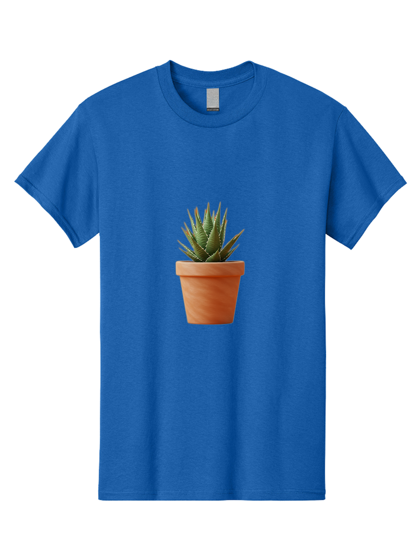 Agave-In-Terracotta-Pot Men'S Graphic Tee, 100% Cotton, Comfortable Casual Summer Wear, Machine Washable, Aloe Vera In Terracotta Pot, Succulent Plant, Indoor Decor, Minimalist Design, Low Maintenance, Green Leaves, Spiky Texture, Home Decor Baa124