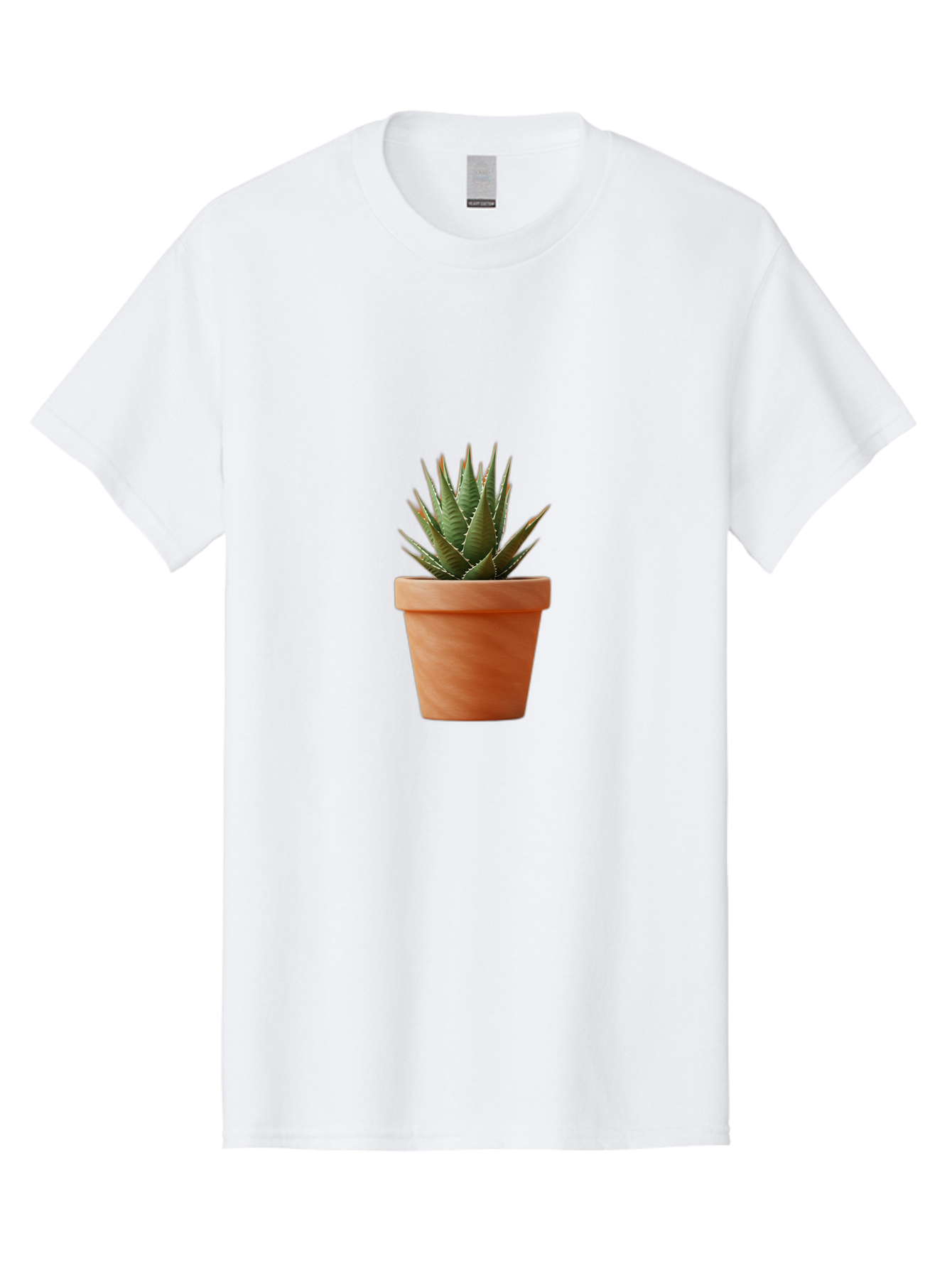 Agave-In-Terracotta-Pot Men'S Graphic Tee, 100% Cotton, Comfortable Casual Summer Wear, Machine Washable, Aloe Vera In Terracotta Pot, Succulent Plant, Indoor Decor, Minimalist Design, Low Maintenance, Green Leaves, Spiky Texture, Home Decor Baa124